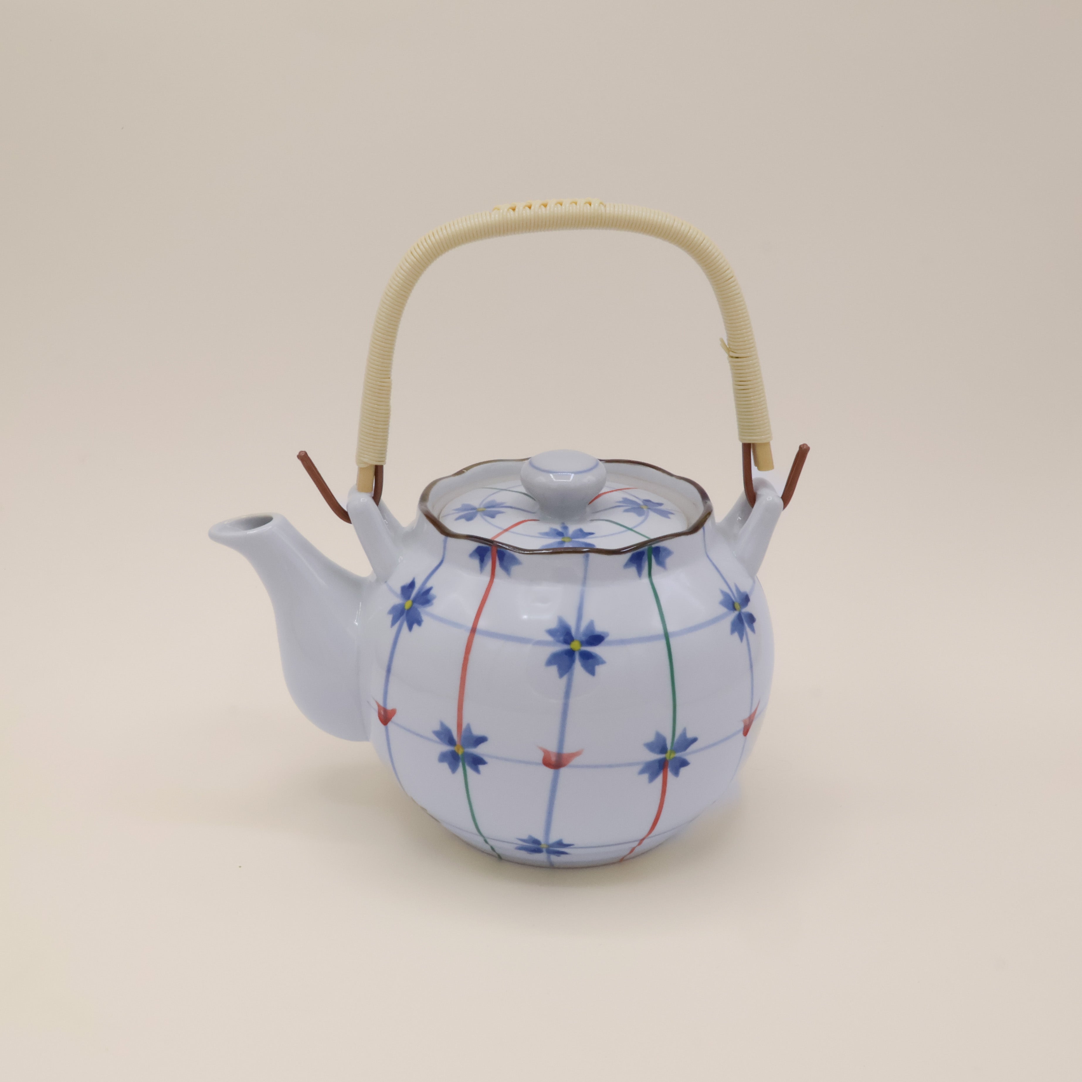 Ceramic teapot with flowers and stripes (2 sizes)