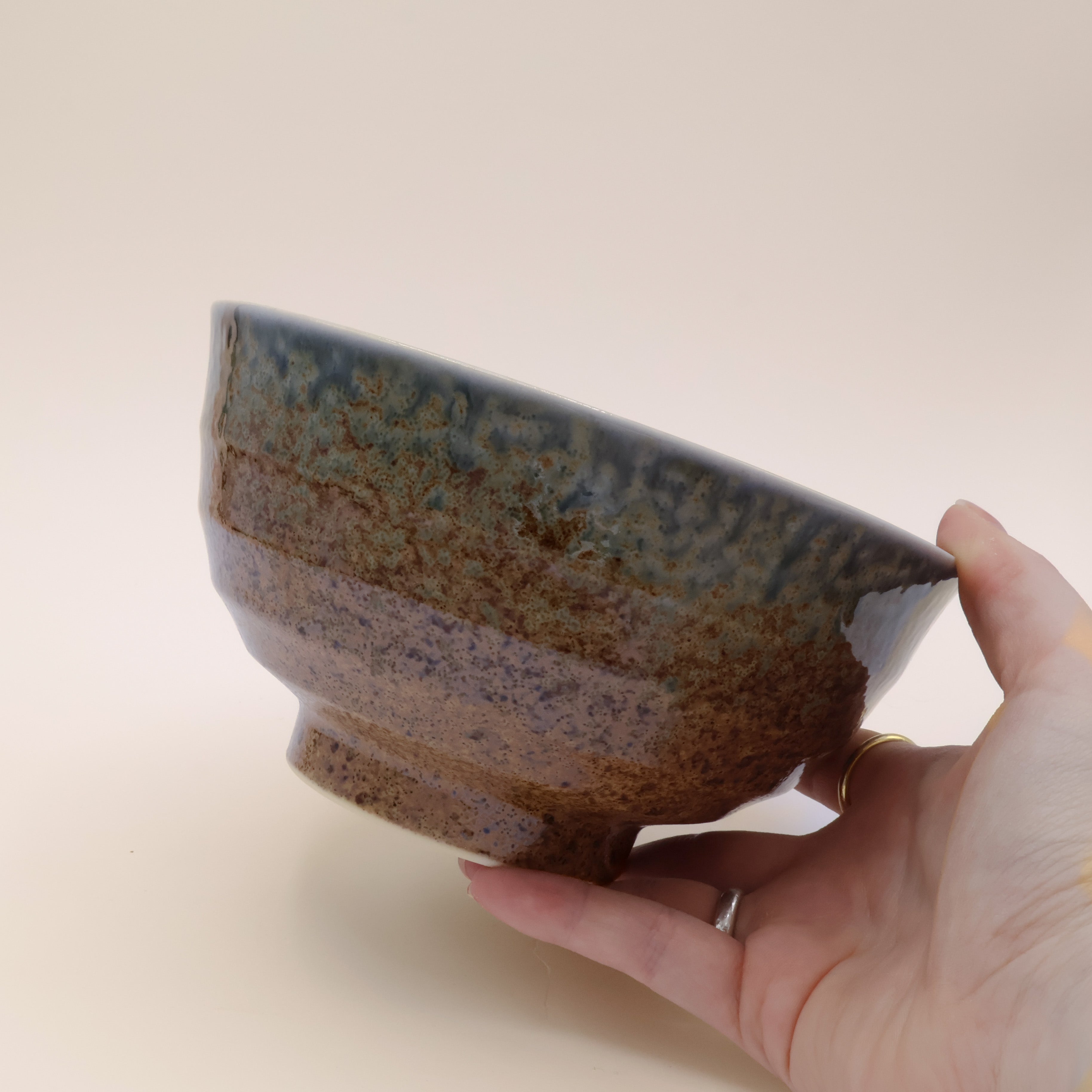 Ombre - Noodle bowl with brown and blue glaze Ø17