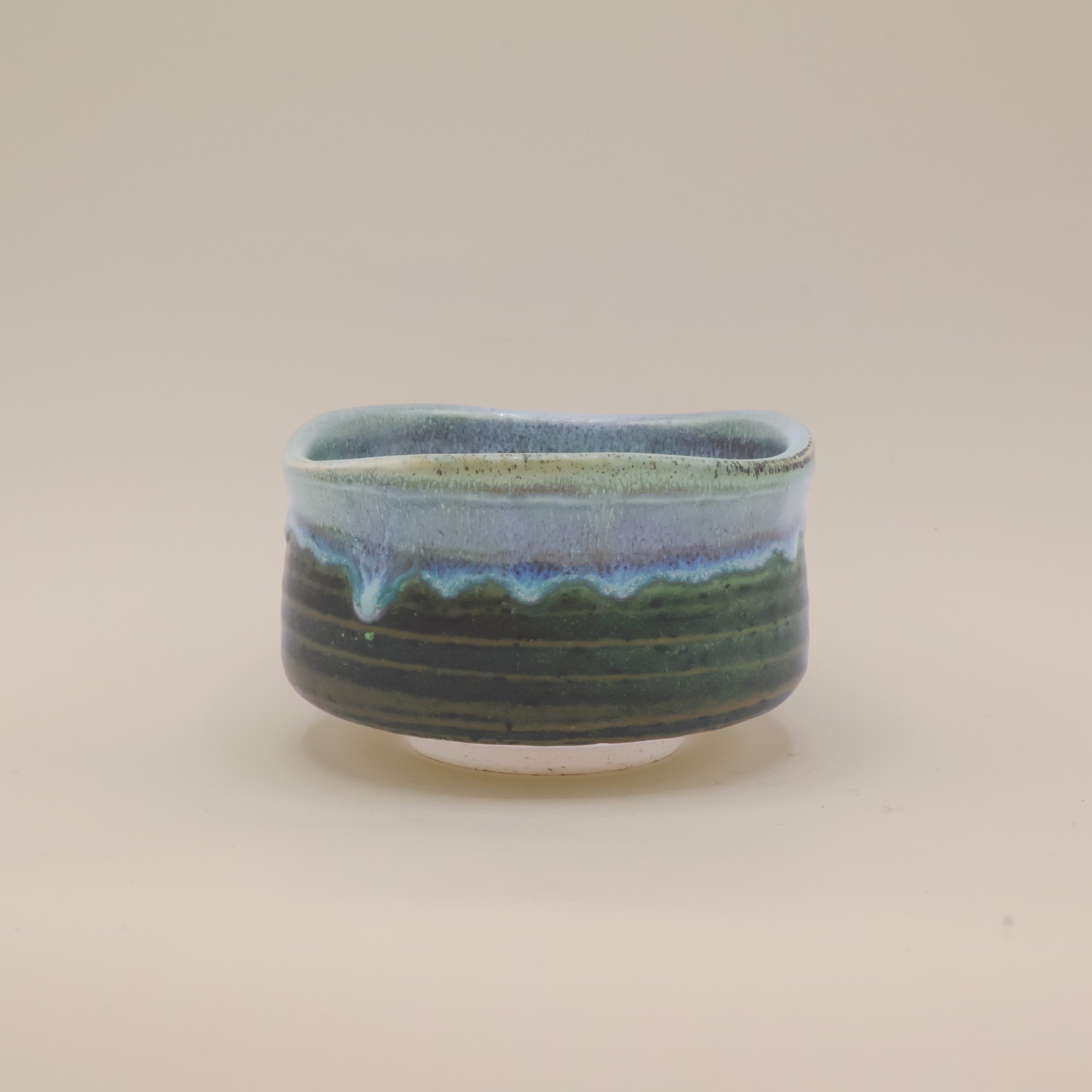 Matchakop - Grøn og blå glasur, lille