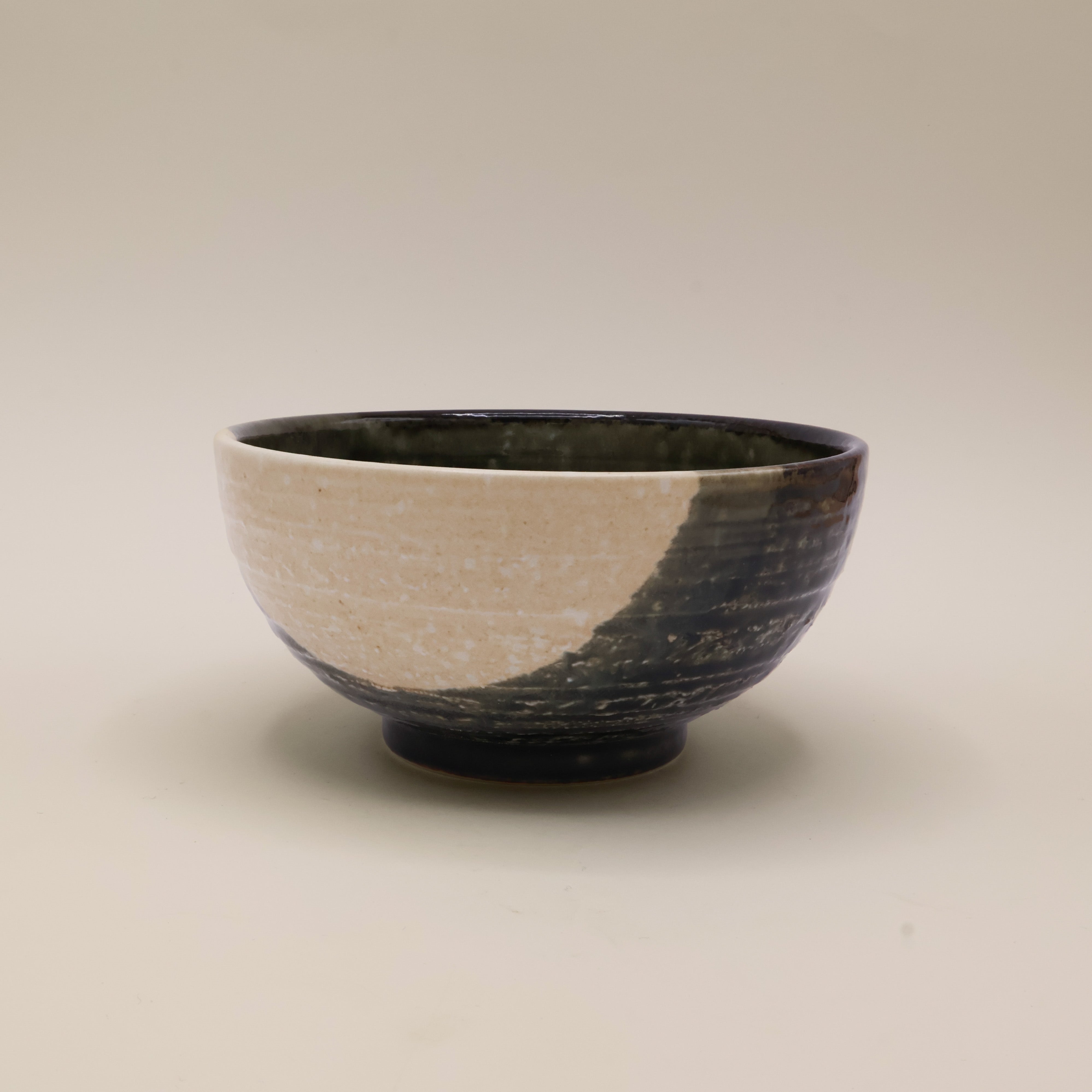 Japanese noodle bowl with white semicircle
