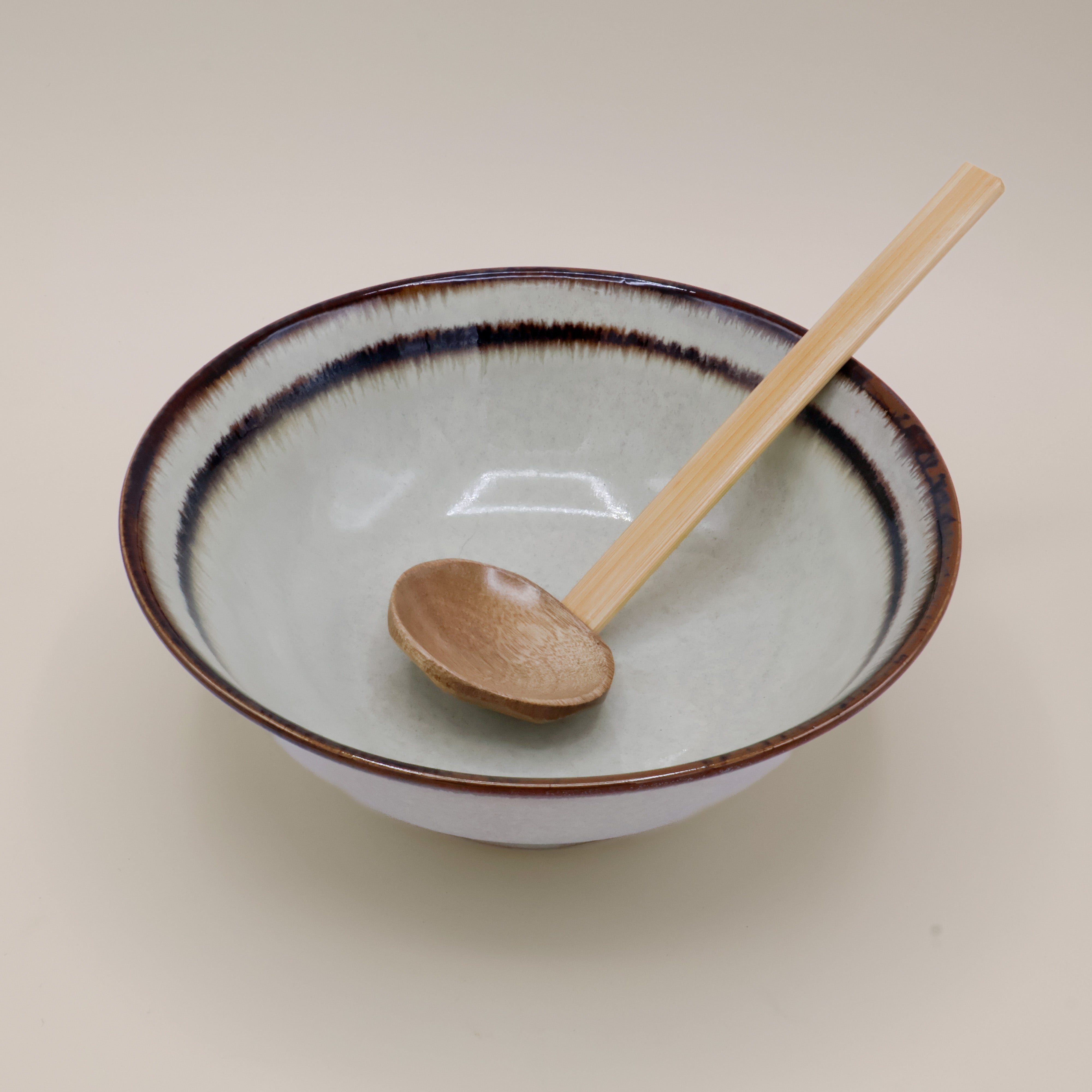 Brun stribe - Stor ramenskål Ø21