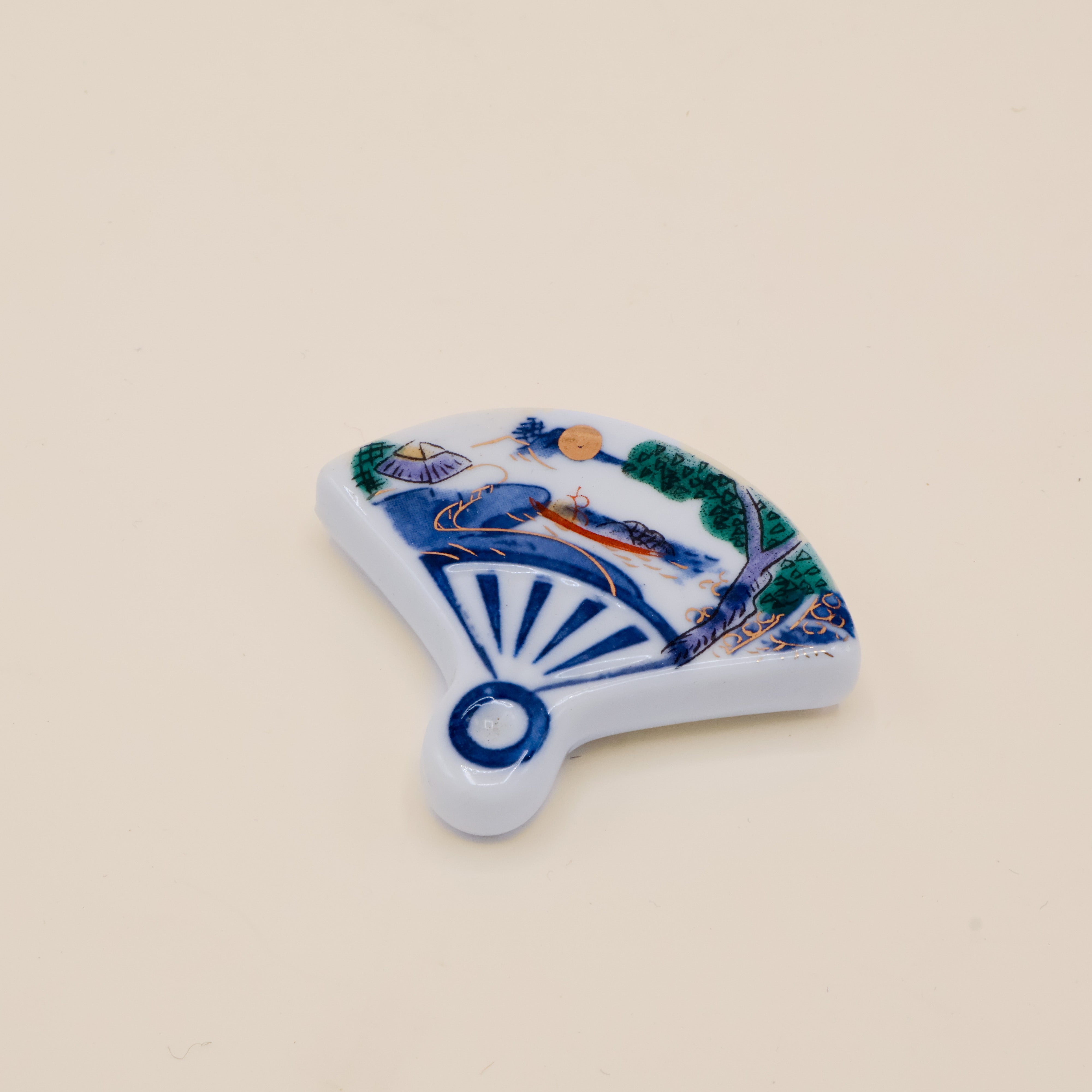 Chopstick holder - Fan with Japanese motifs