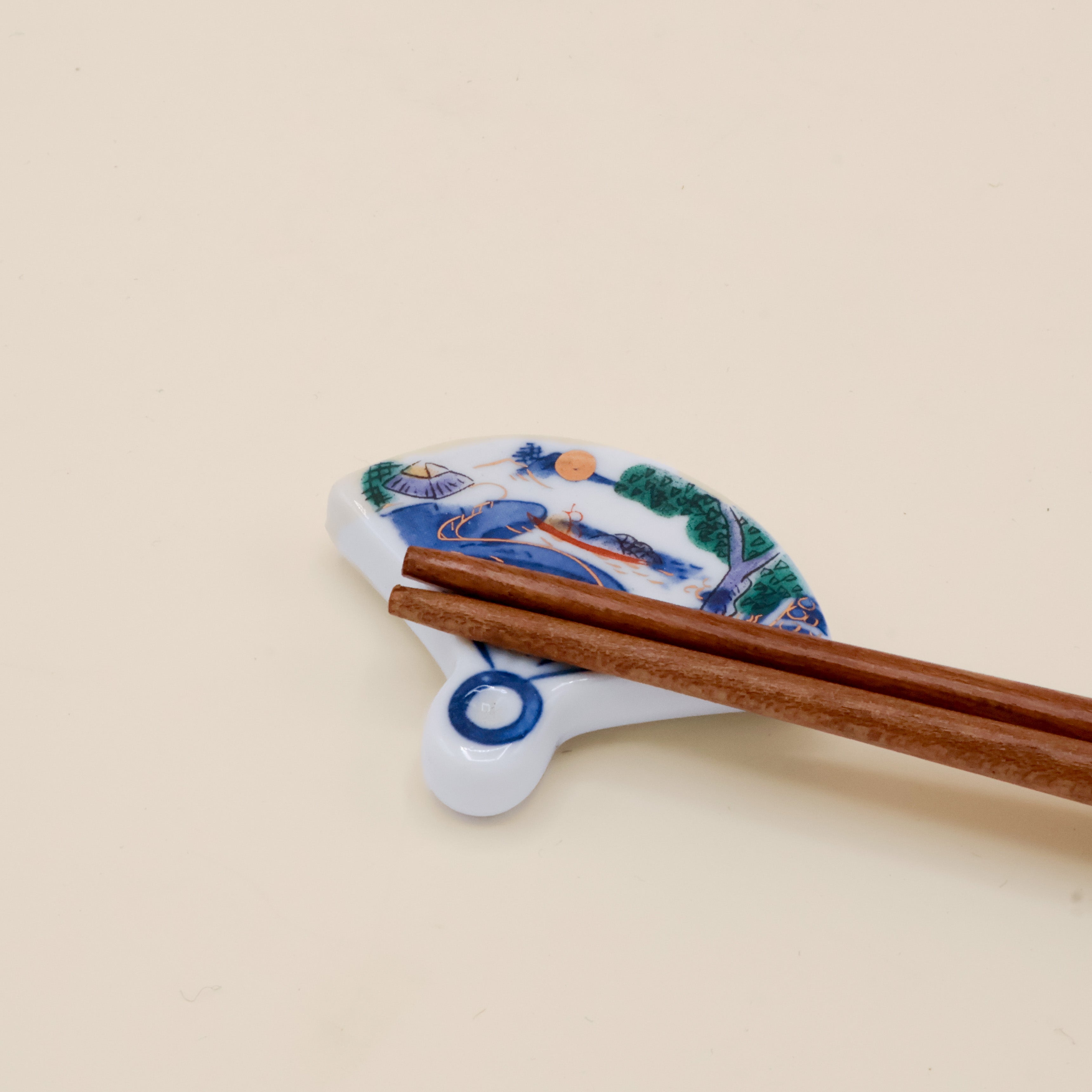 Chopstick holder - Fan with Japanese motifs