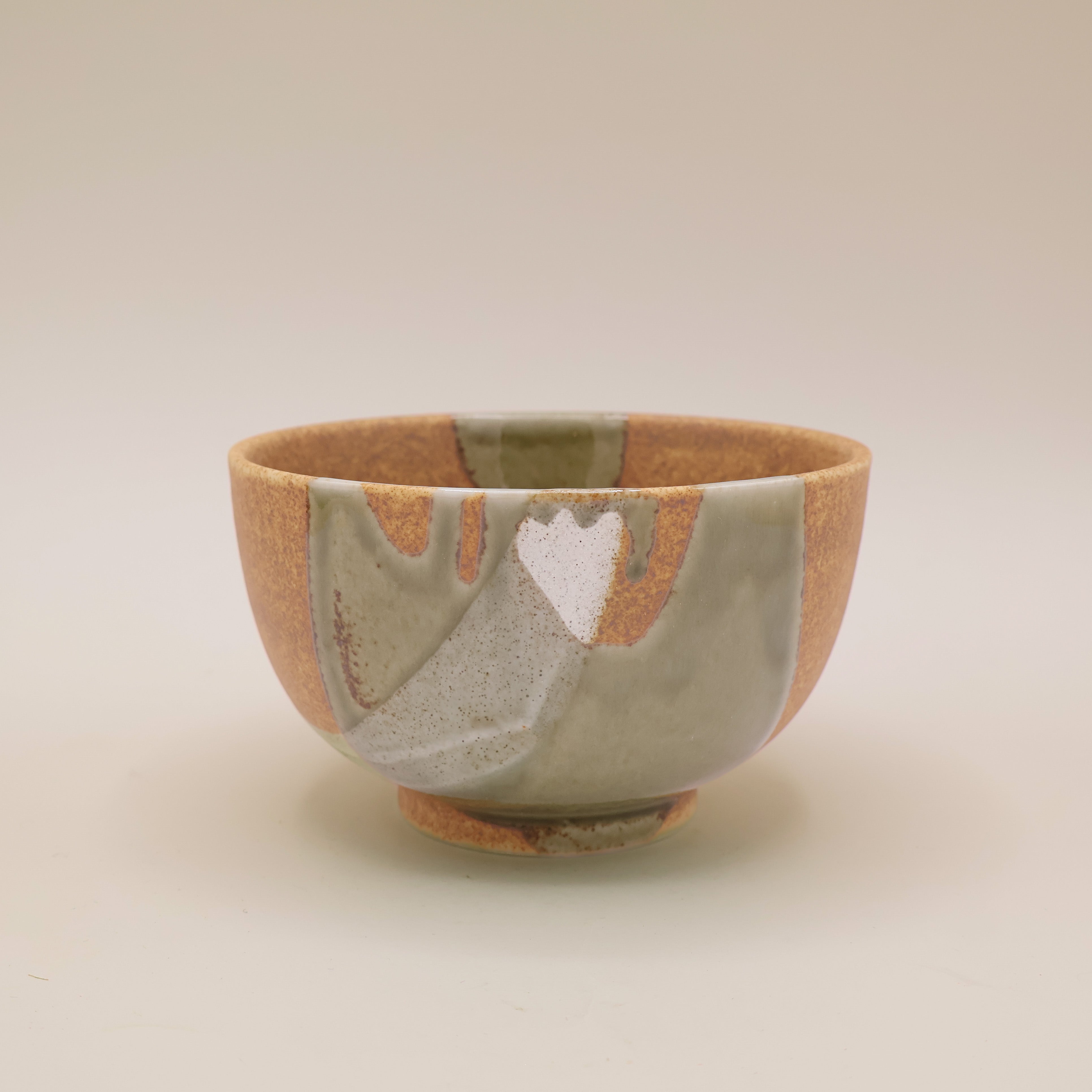 Matchaskål - Orange/brun og grøn