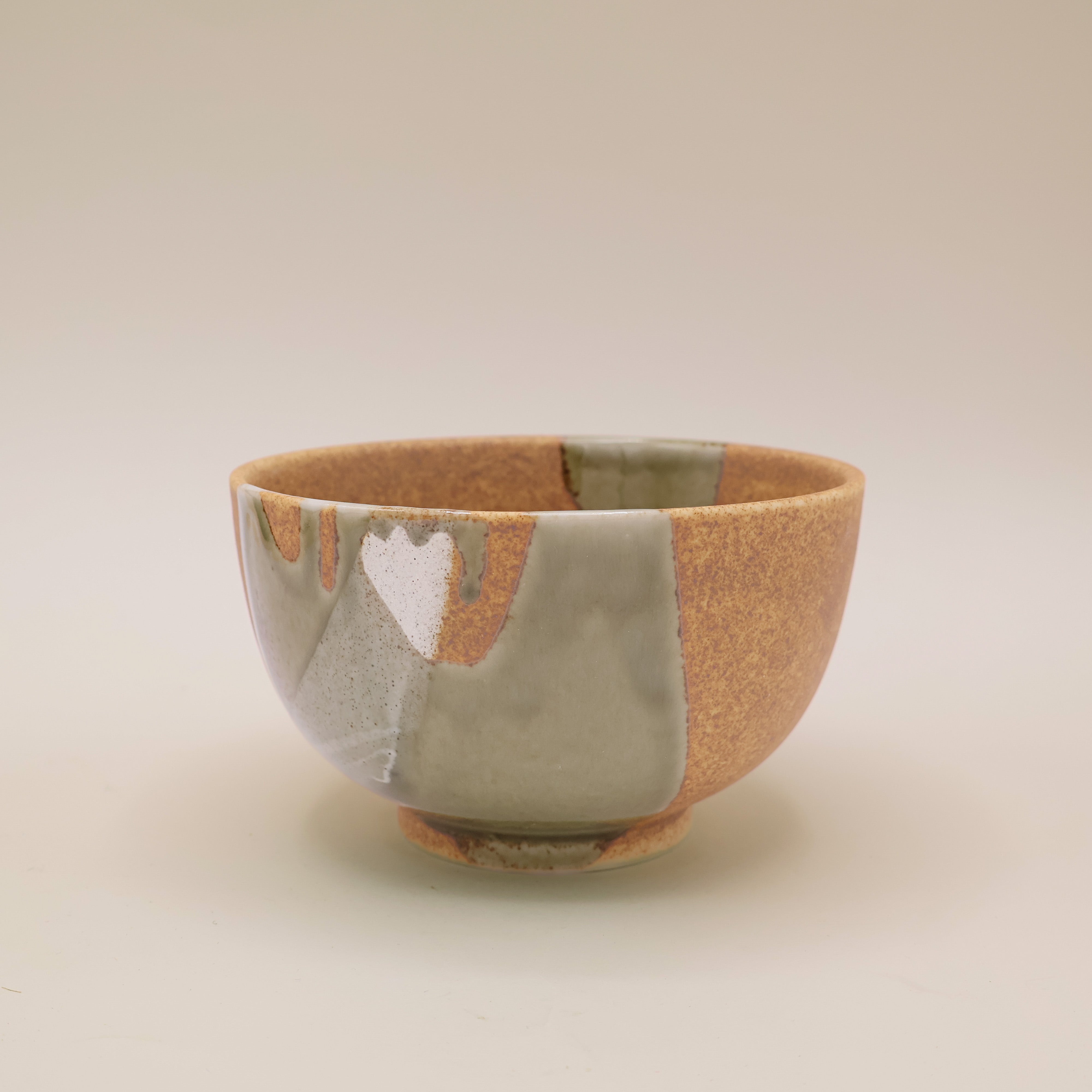 Matchaskål - Orange/brun og grøn