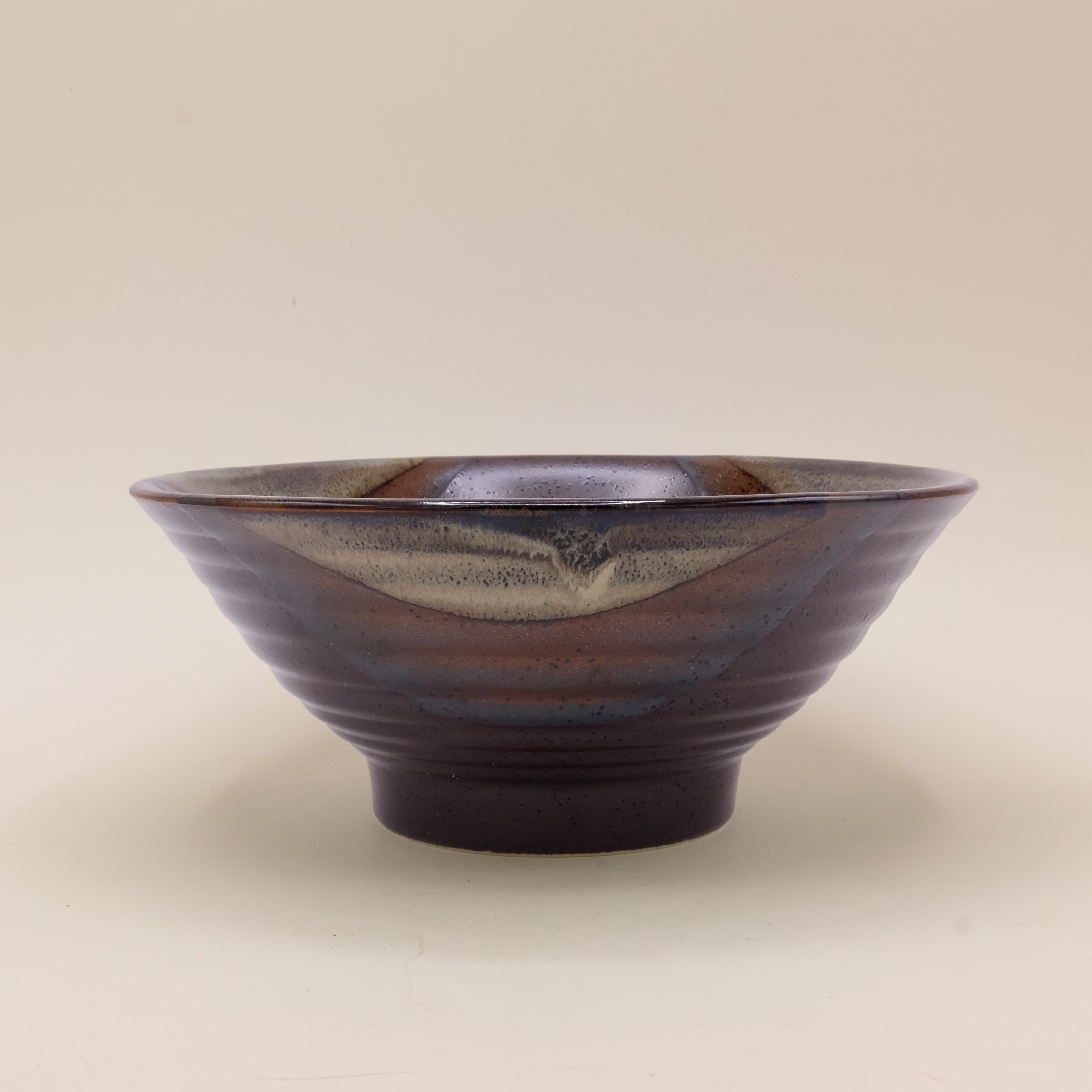Noodle bowl with metallic brown glaze