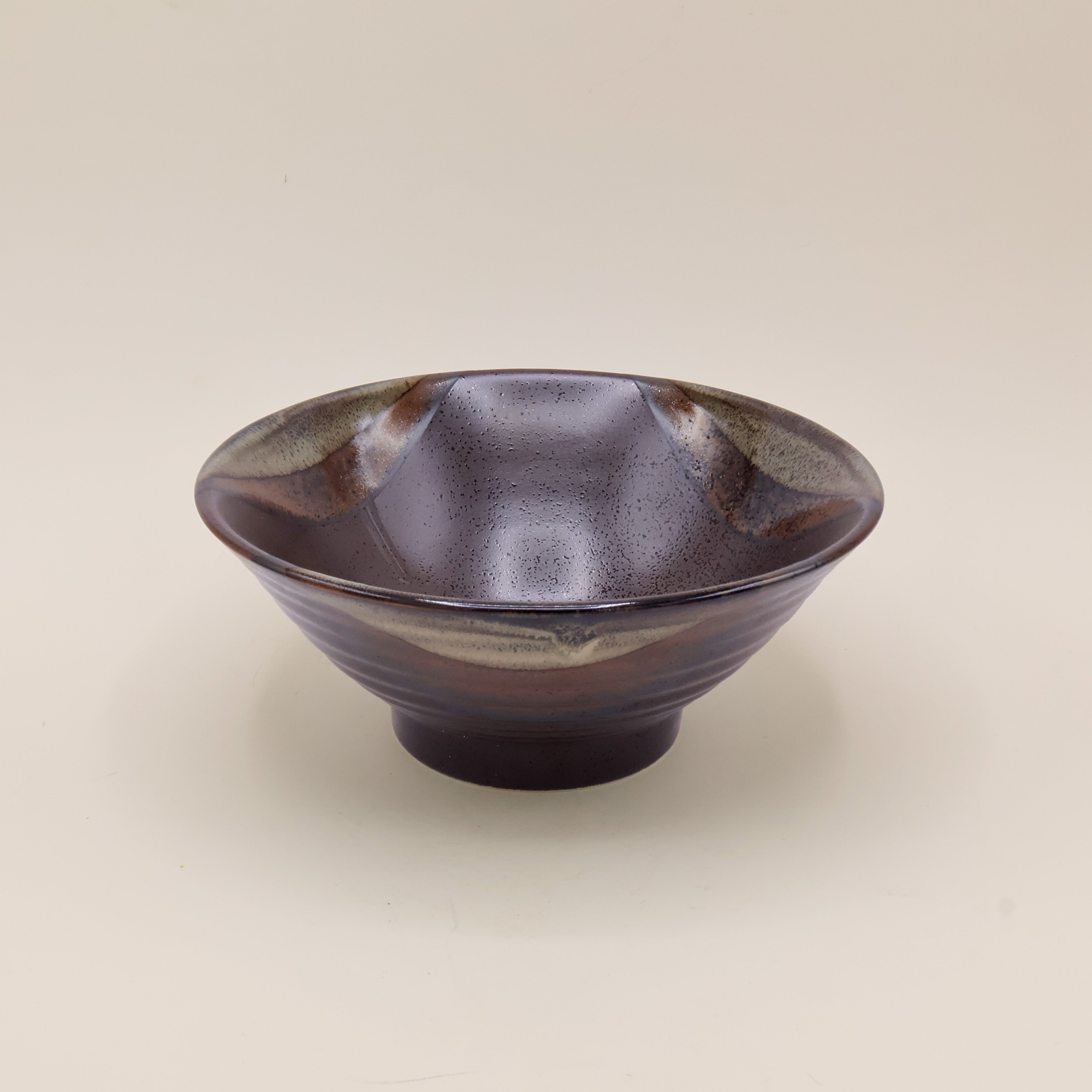 Noodle bowl with metallic brown glaze