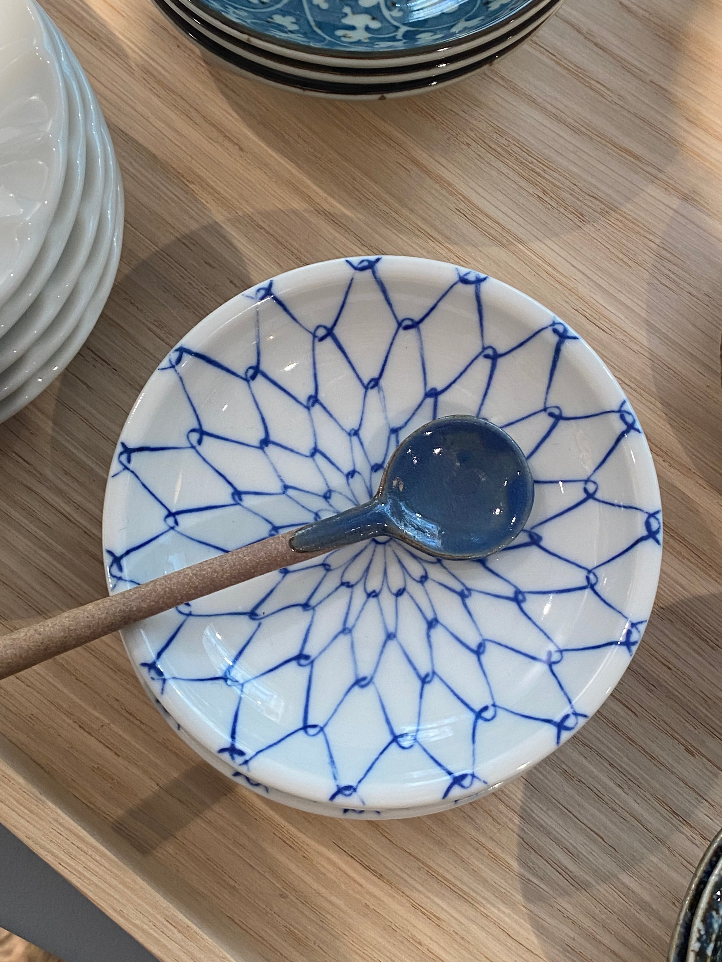 Ceramic spoon with blue glaze