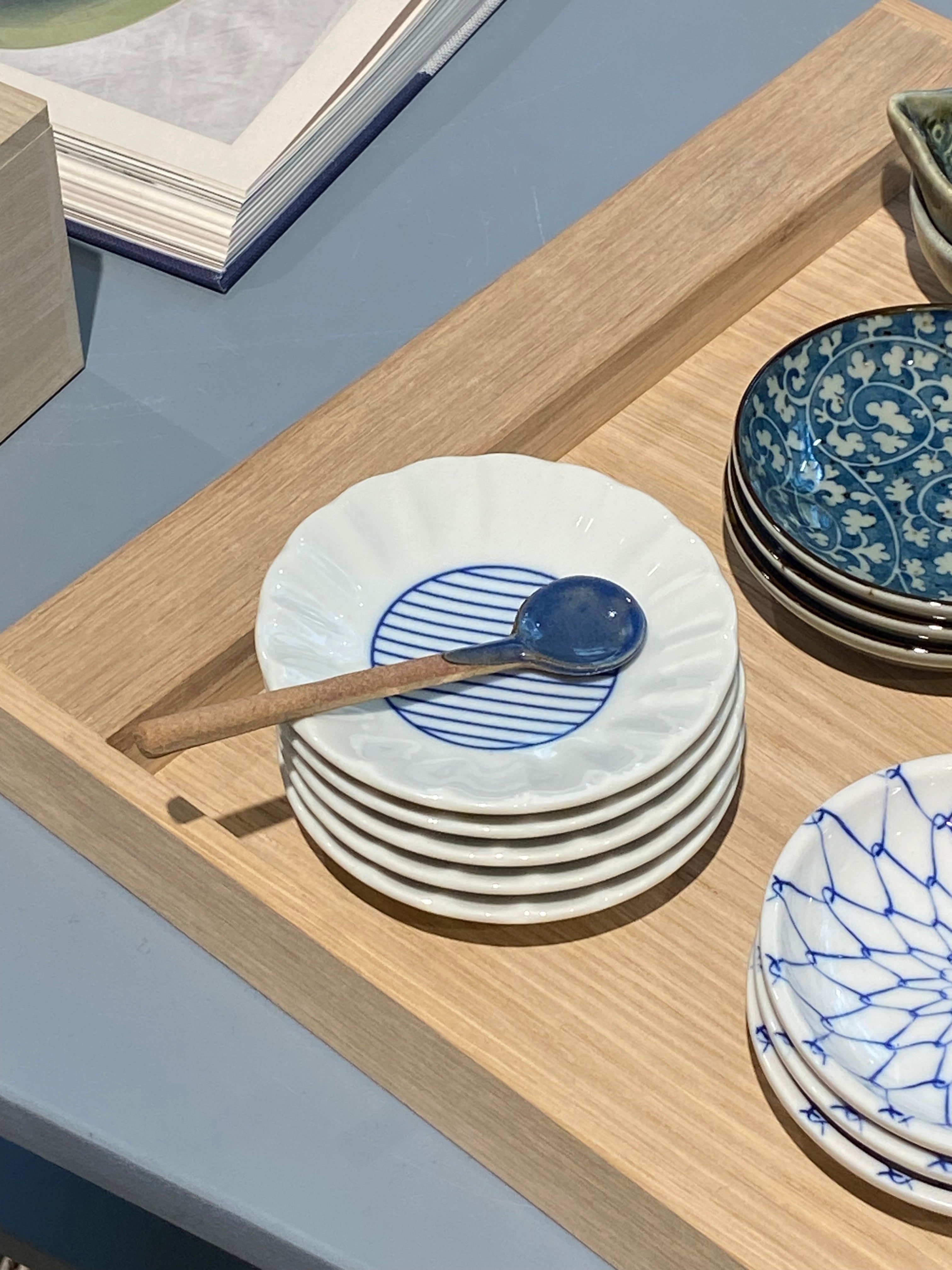 Ceramic spoon with blue glaze