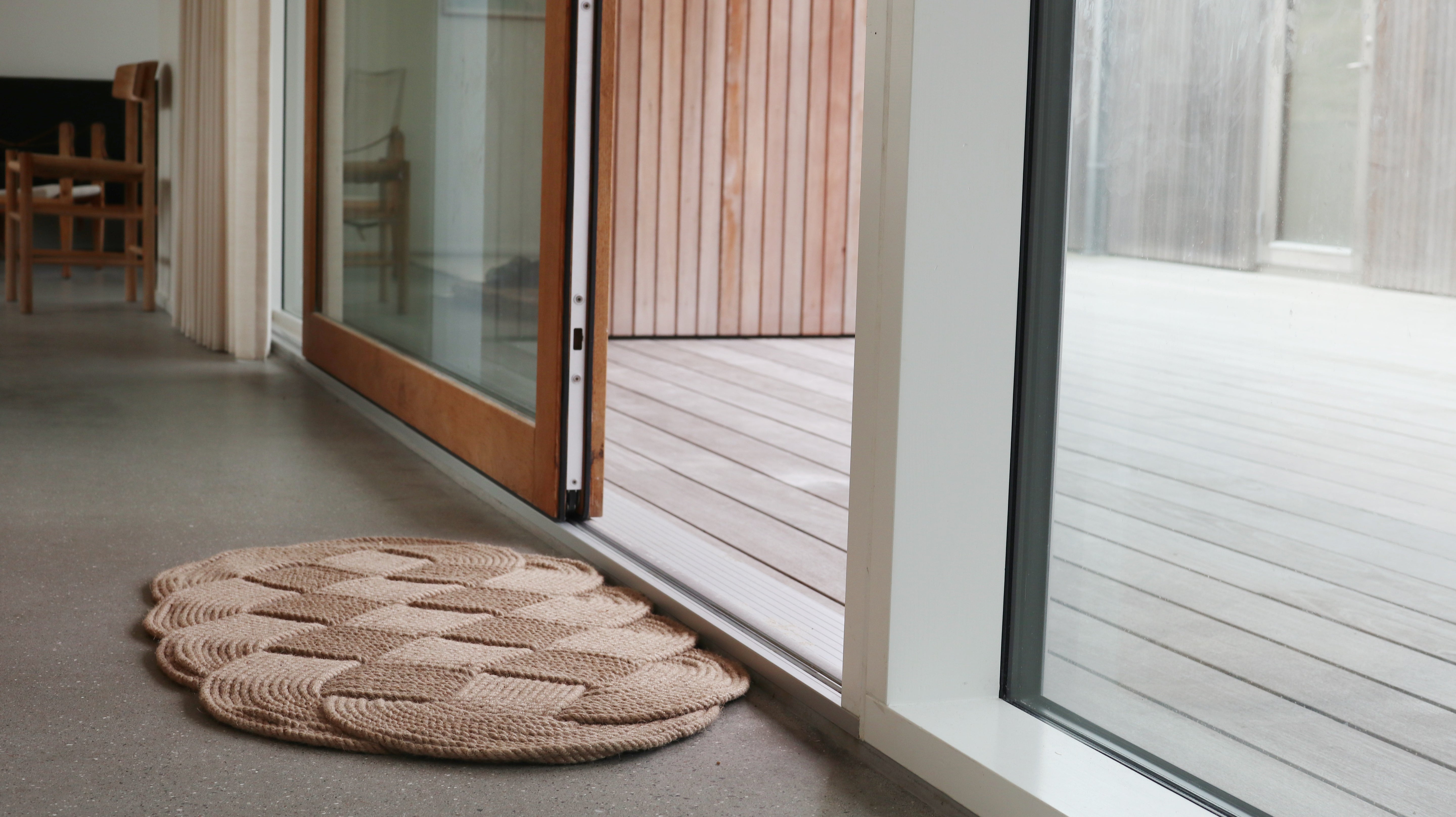 Yōkoso hand-woven jute door mat; great