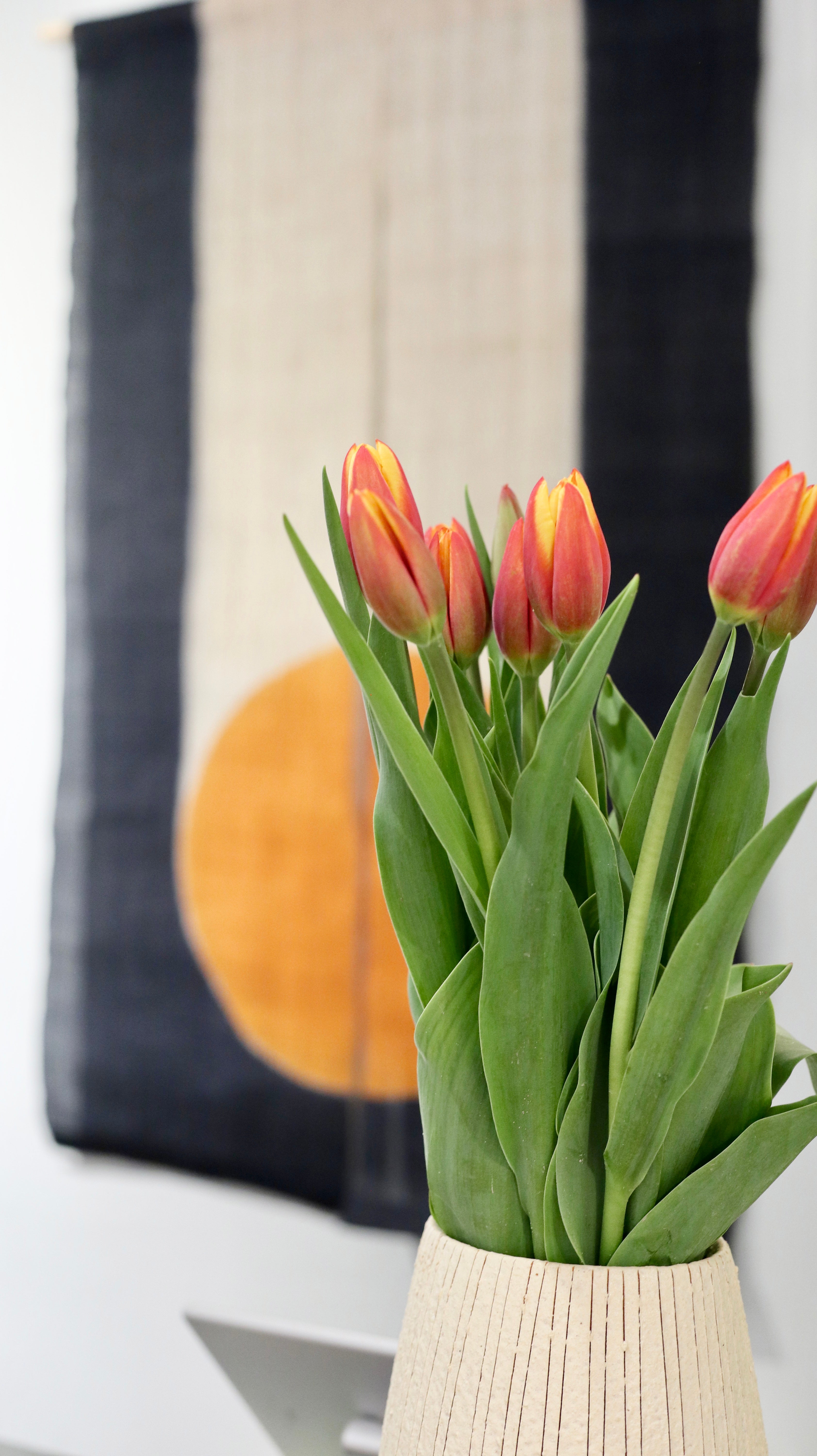 Vase - Stor beige med striber