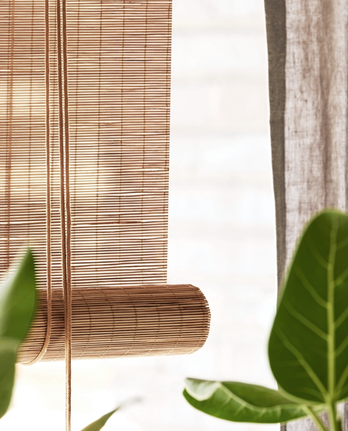 Brown fine bamboo roller blind from Color & Co (COLLECTION ONLY)