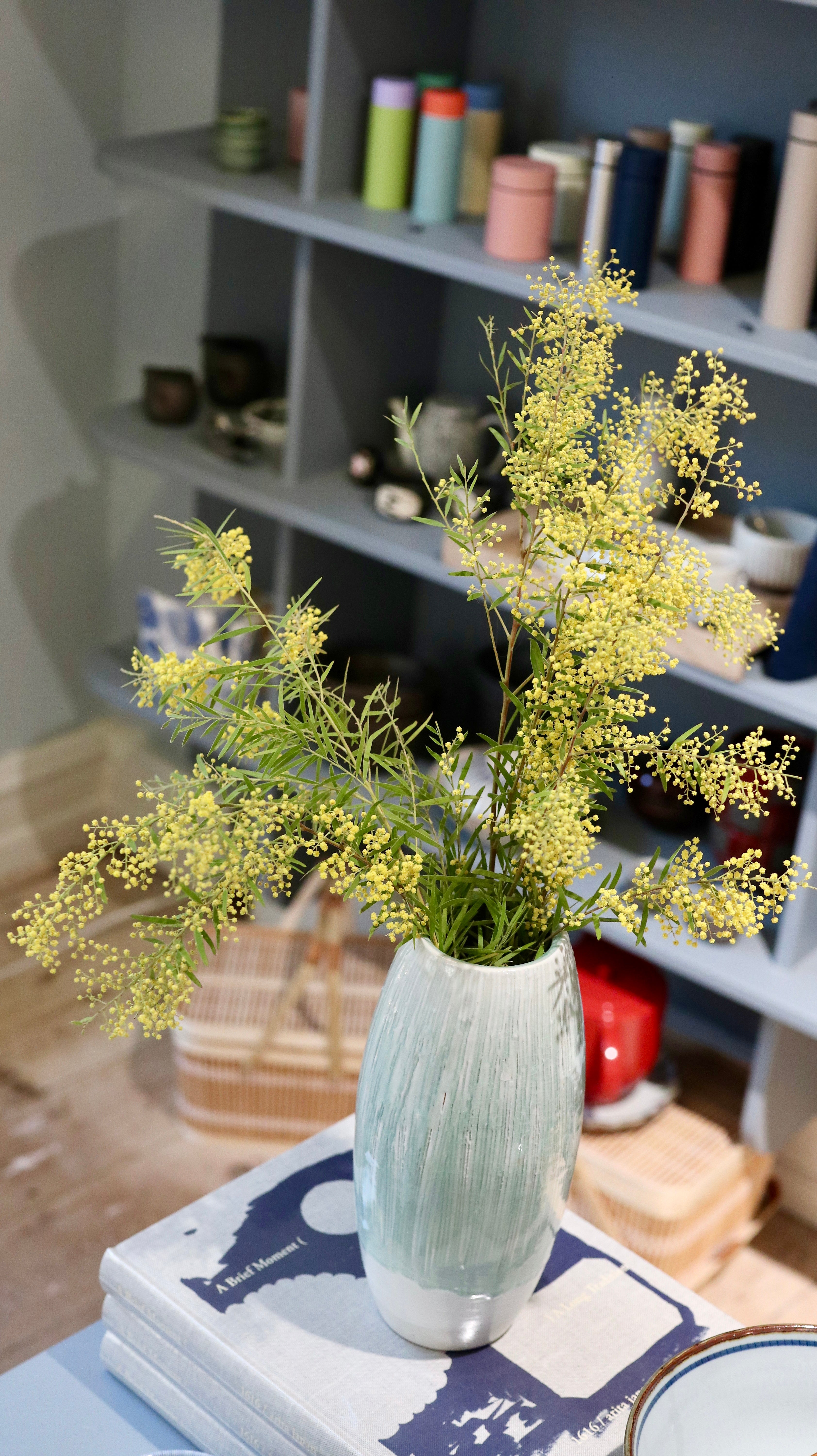 Vase - Large mint green with stripes