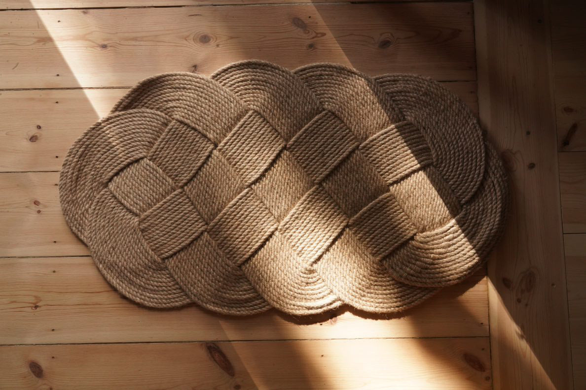 Yōkoso håndflettet dørmåtte i jute; stor