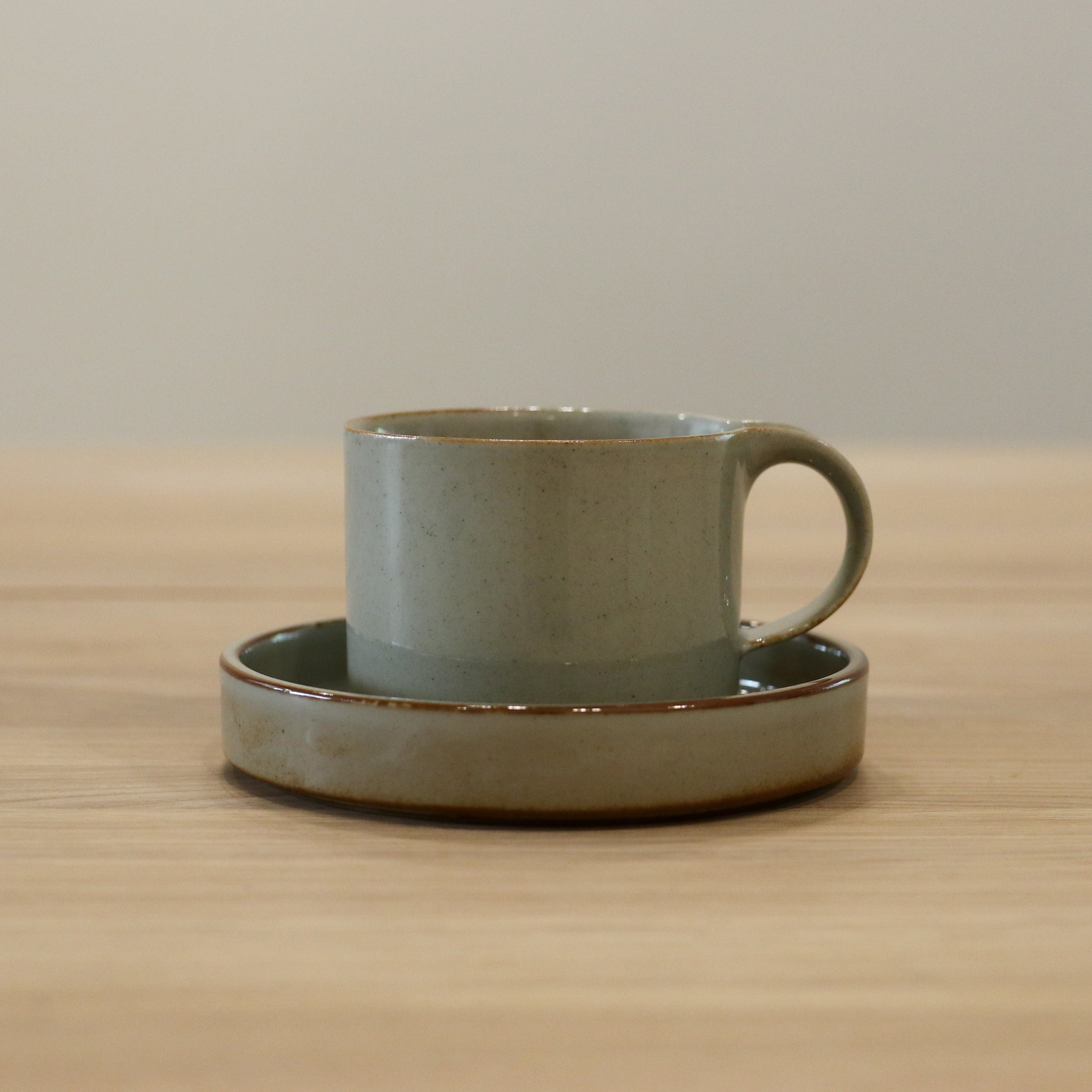 Hibi Cup and Saucer in Grey Glaze