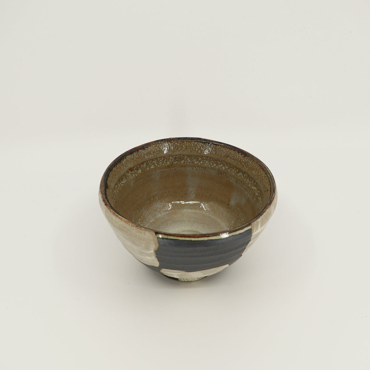 (price) Bowl with metallic glaze and white squares