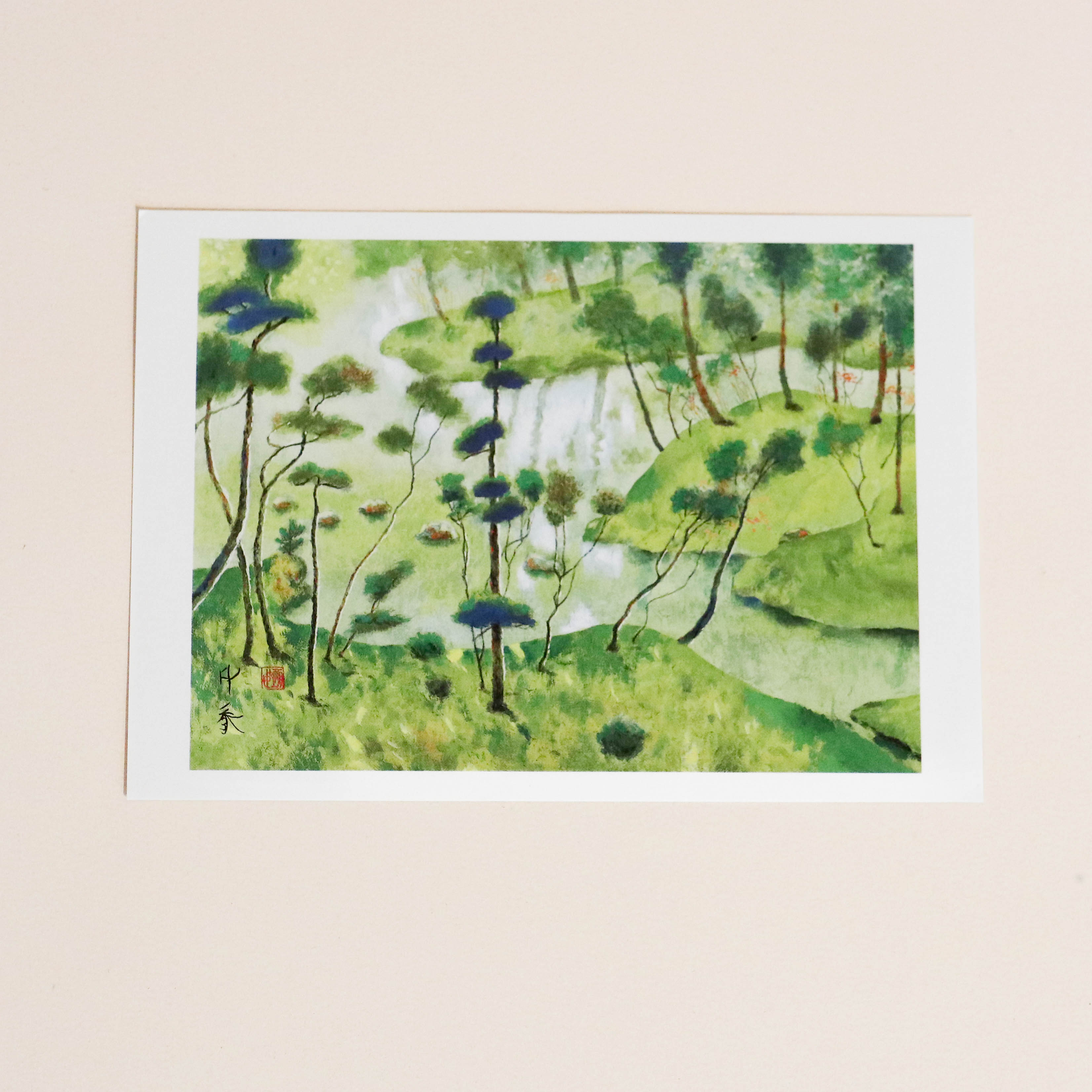 Postcard with green forest