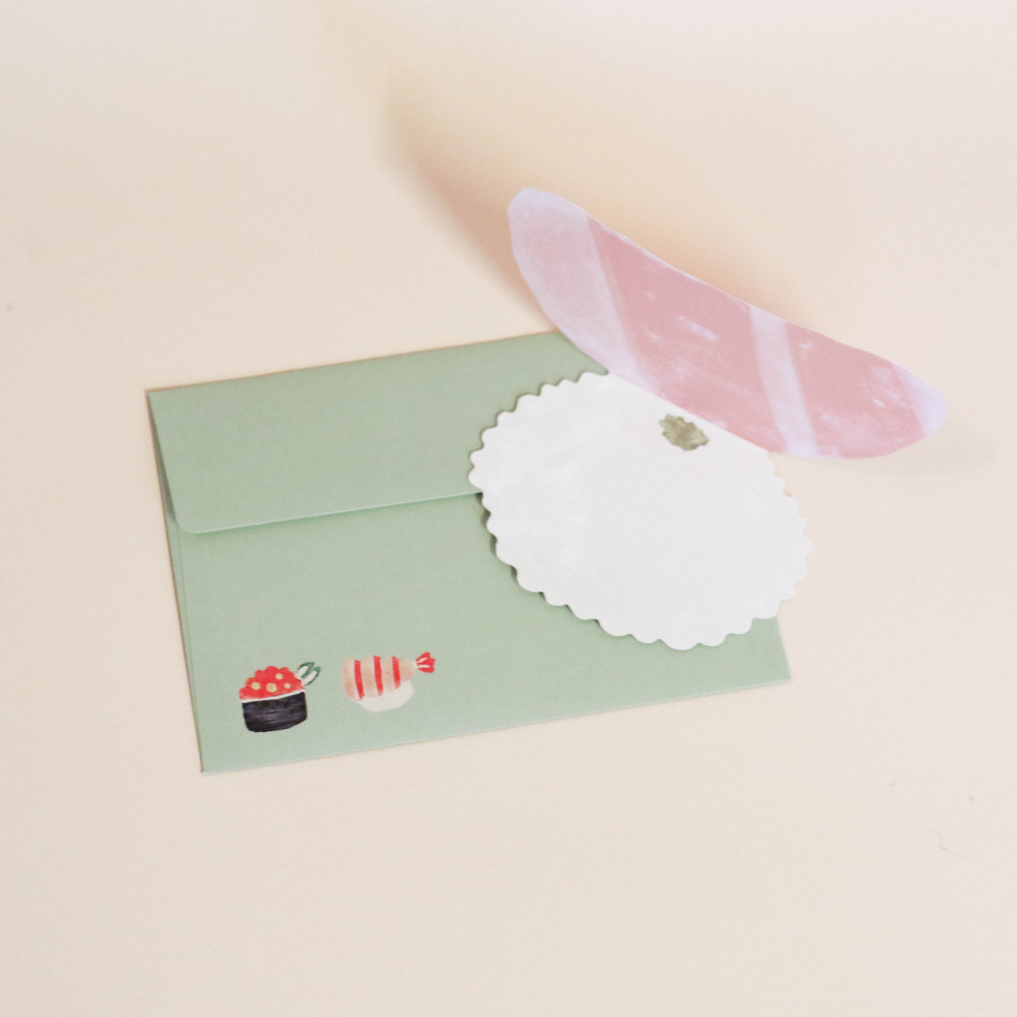 Card and envelope with nigiri