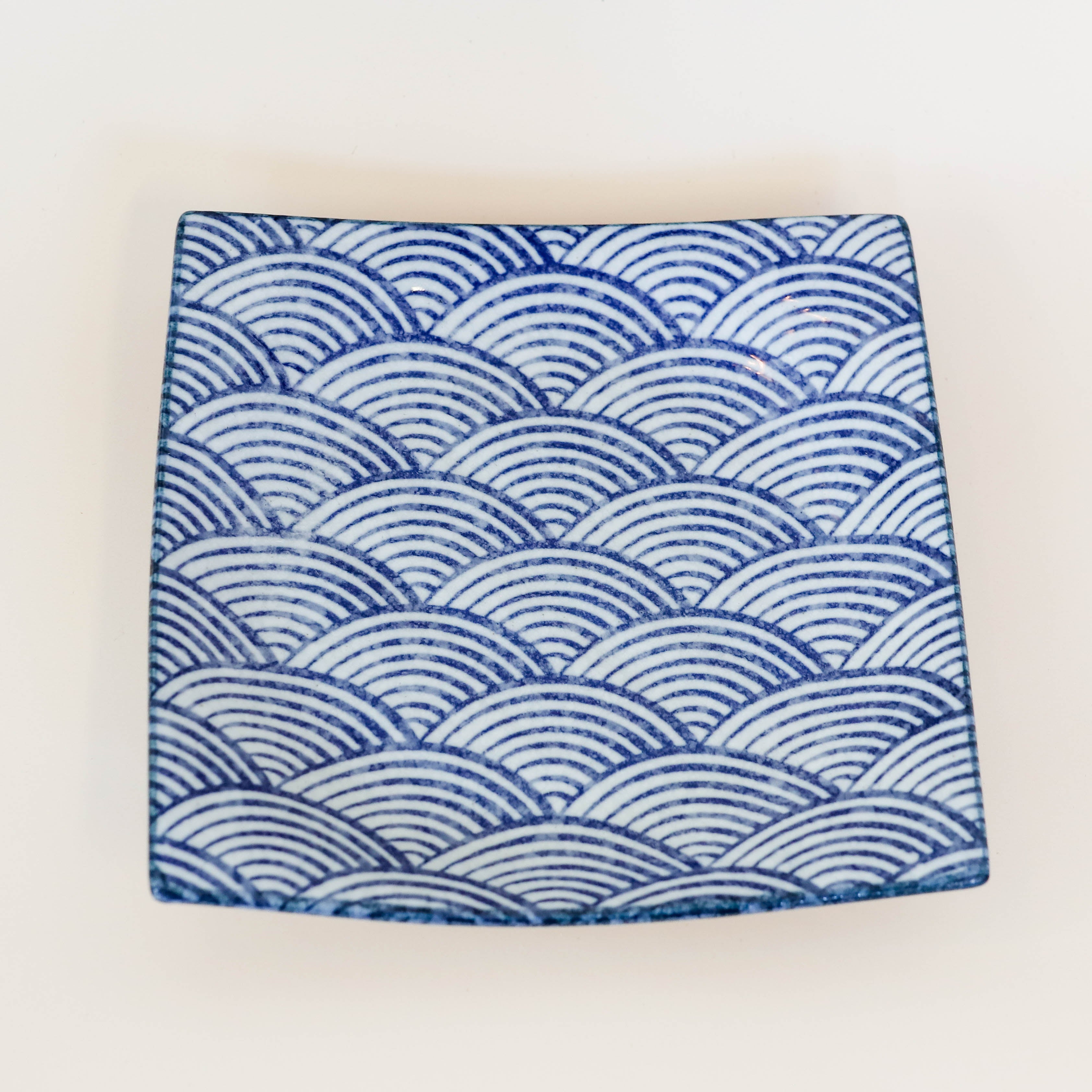 (Missing price and quantity) Square dish with blue waves
