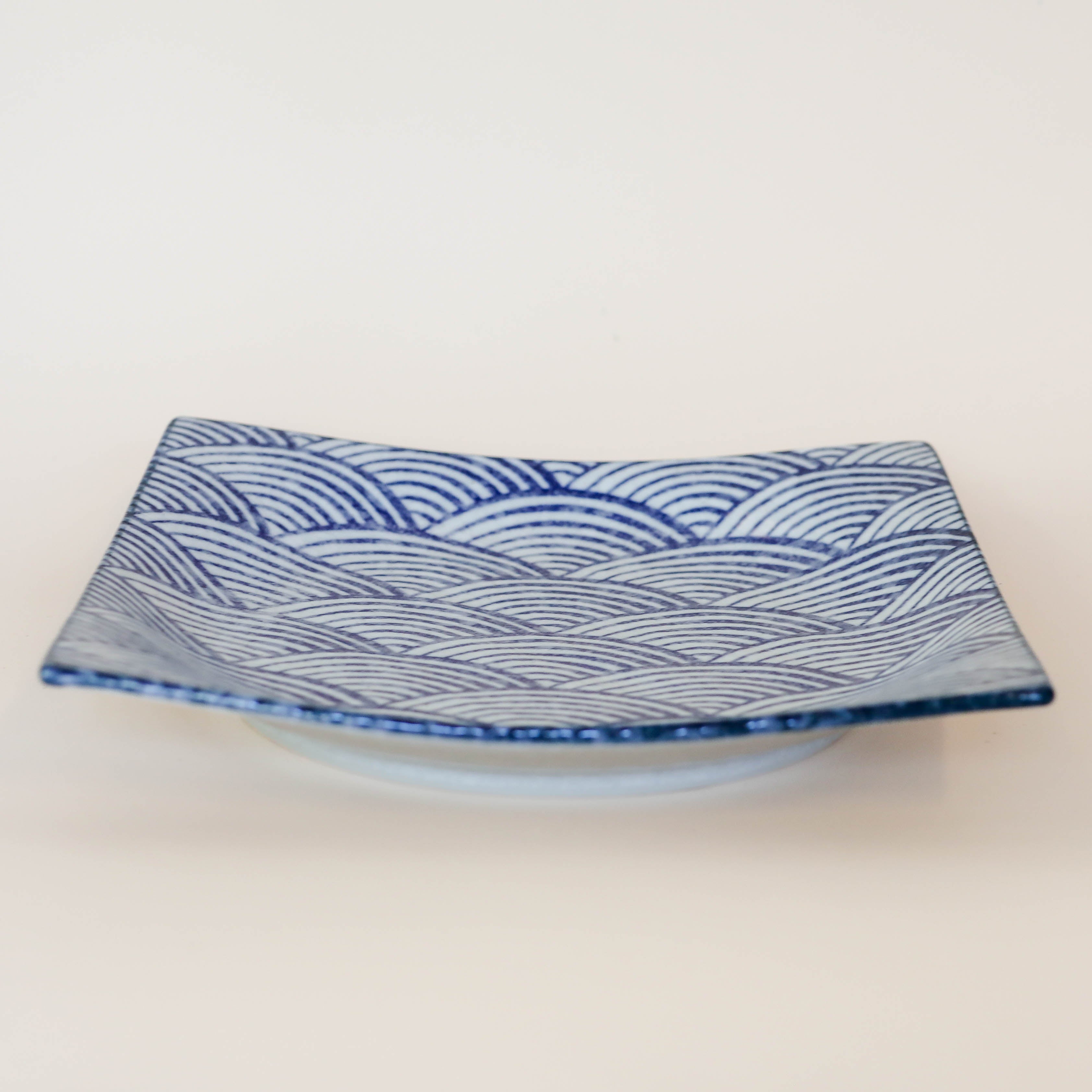 (Missing price and quantity) Square dish with blue waves