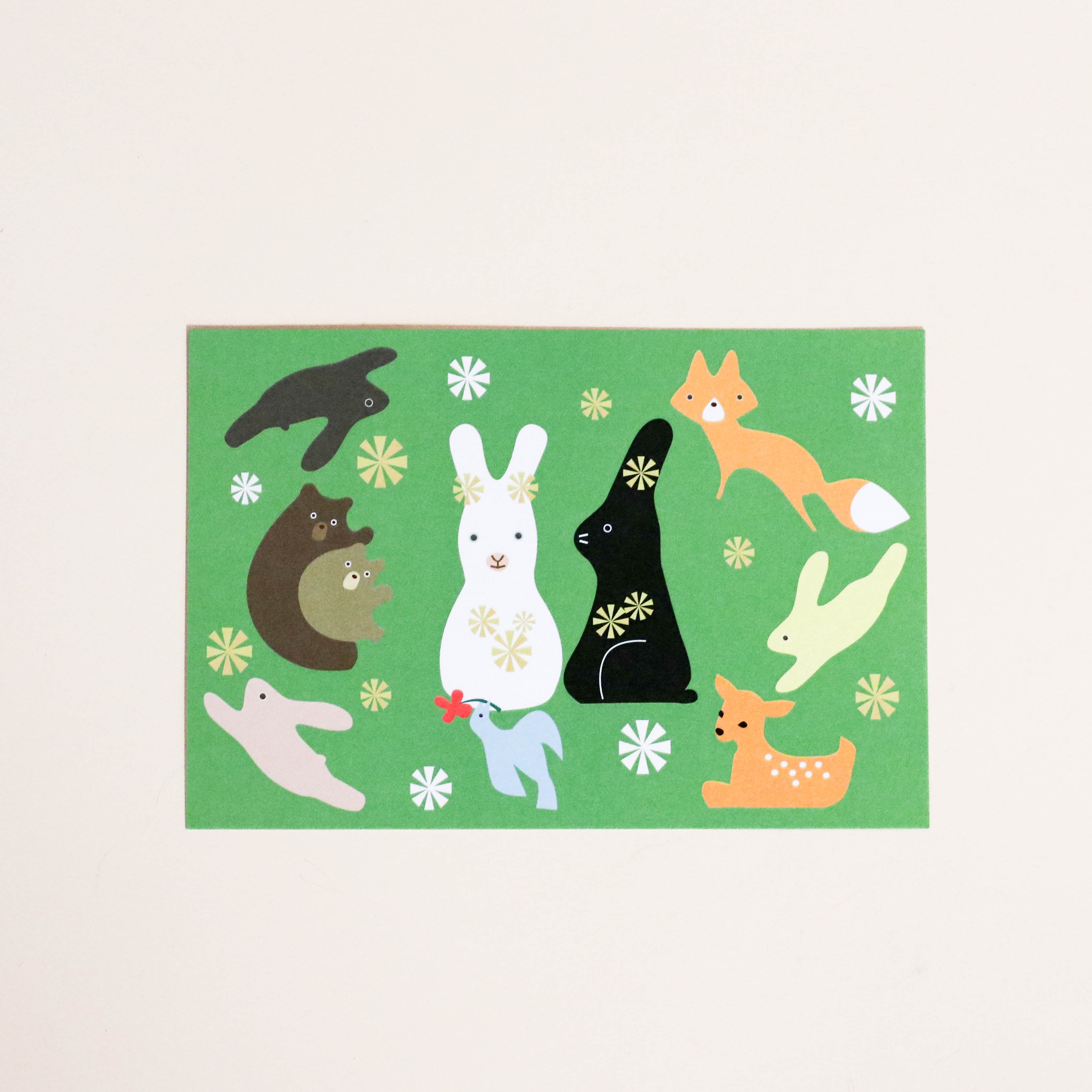 Green card with different animals