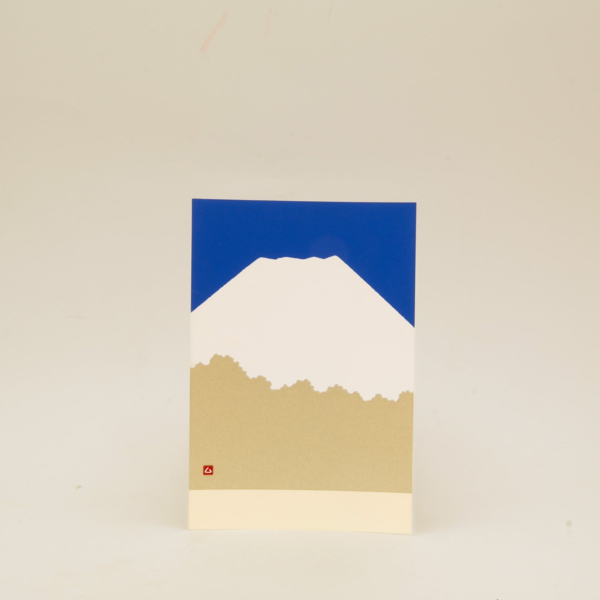 Postkort - Fuji bjerg i blå og guld