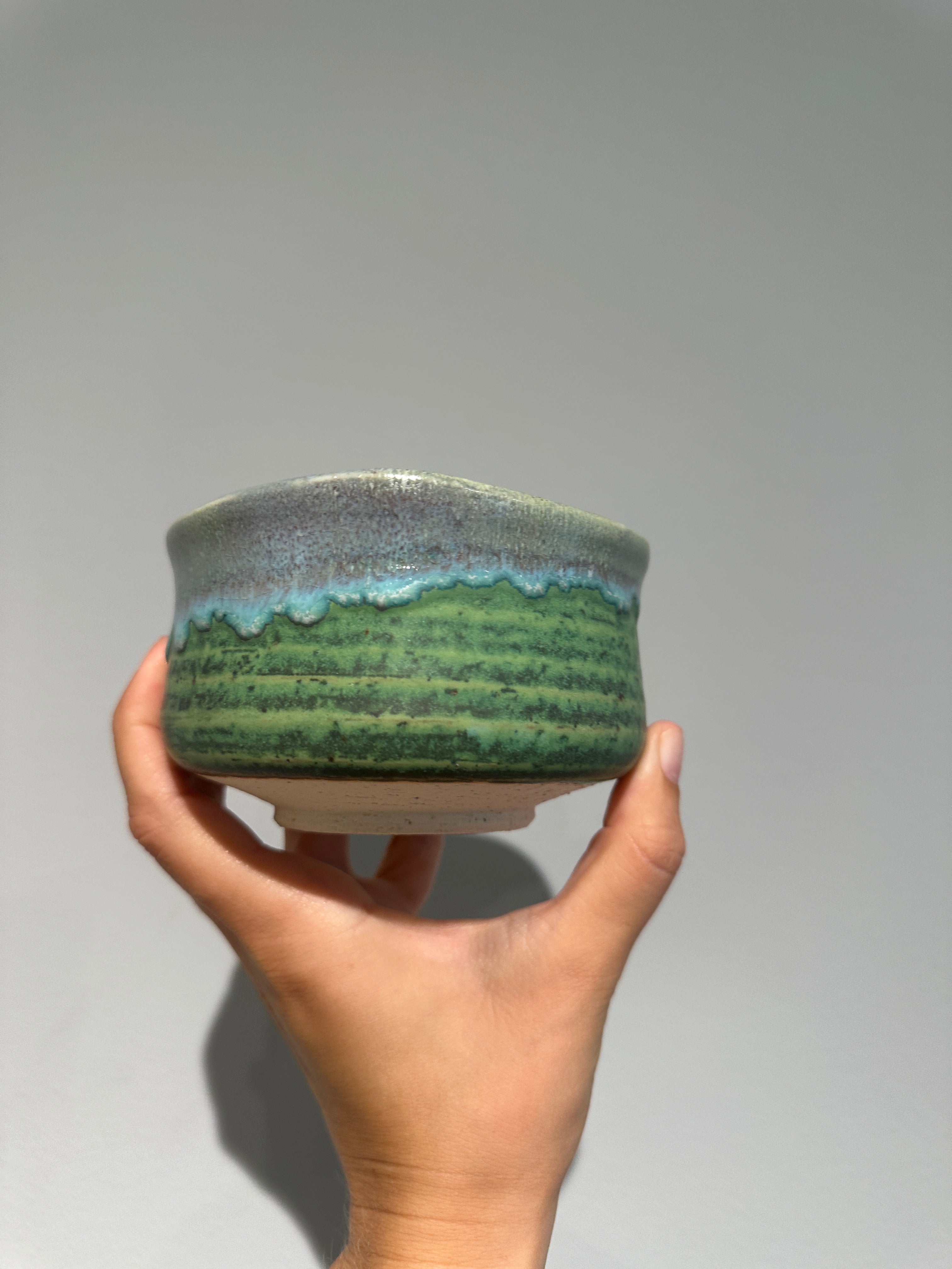 Matcha cup - Green and blue glaze, small