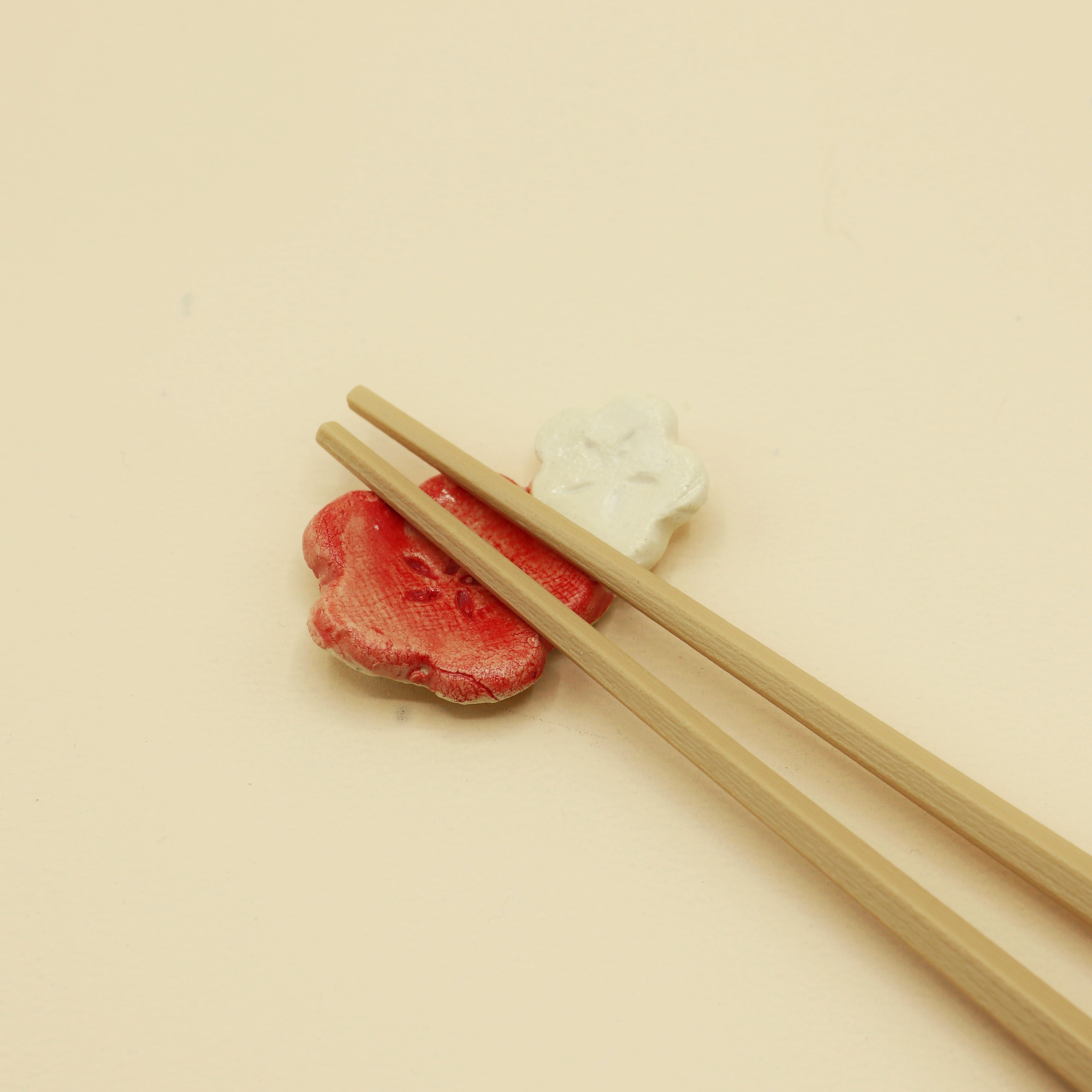 Chopstick holder - White and pink cherry blossom