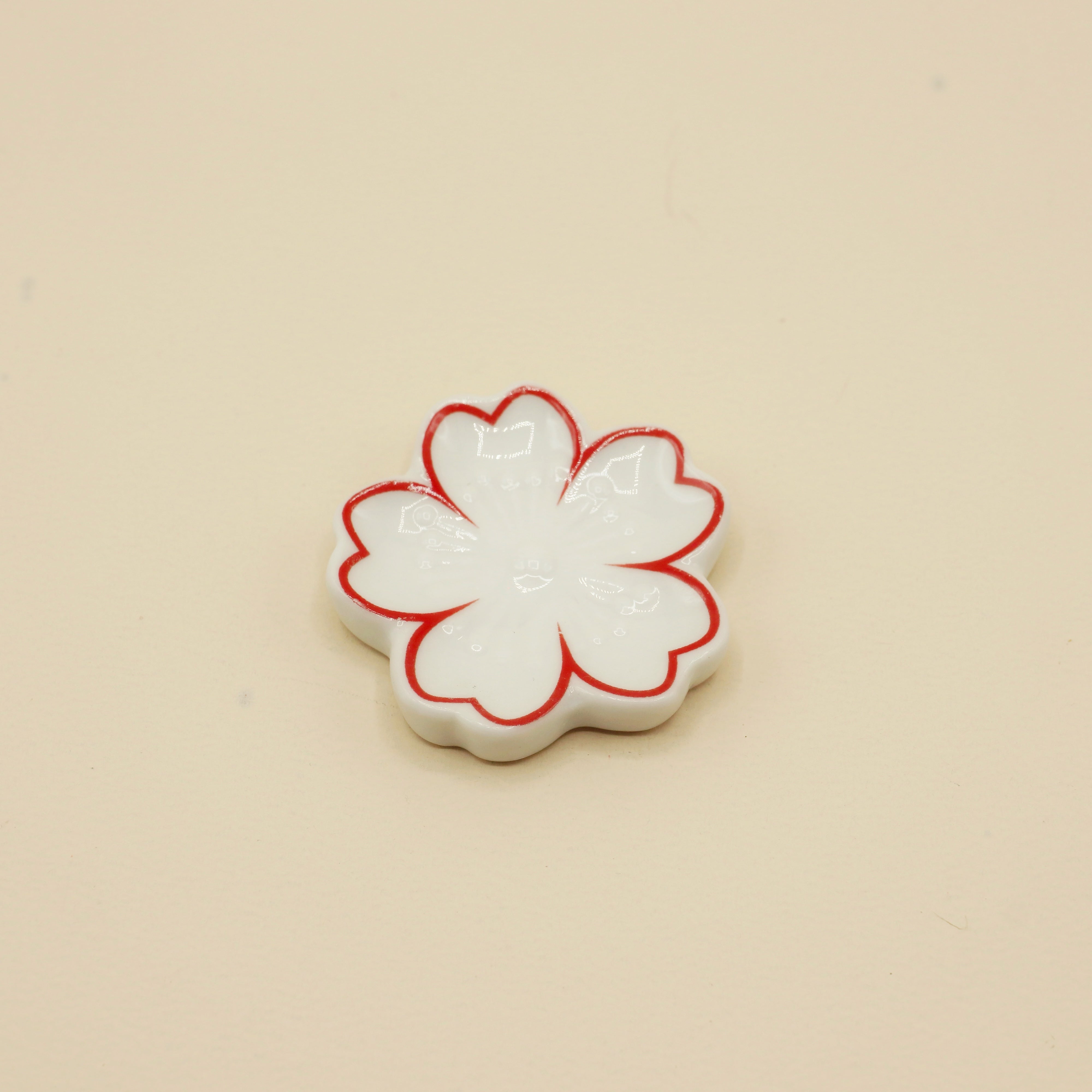Chopstick holder - Sakura flower in white and red