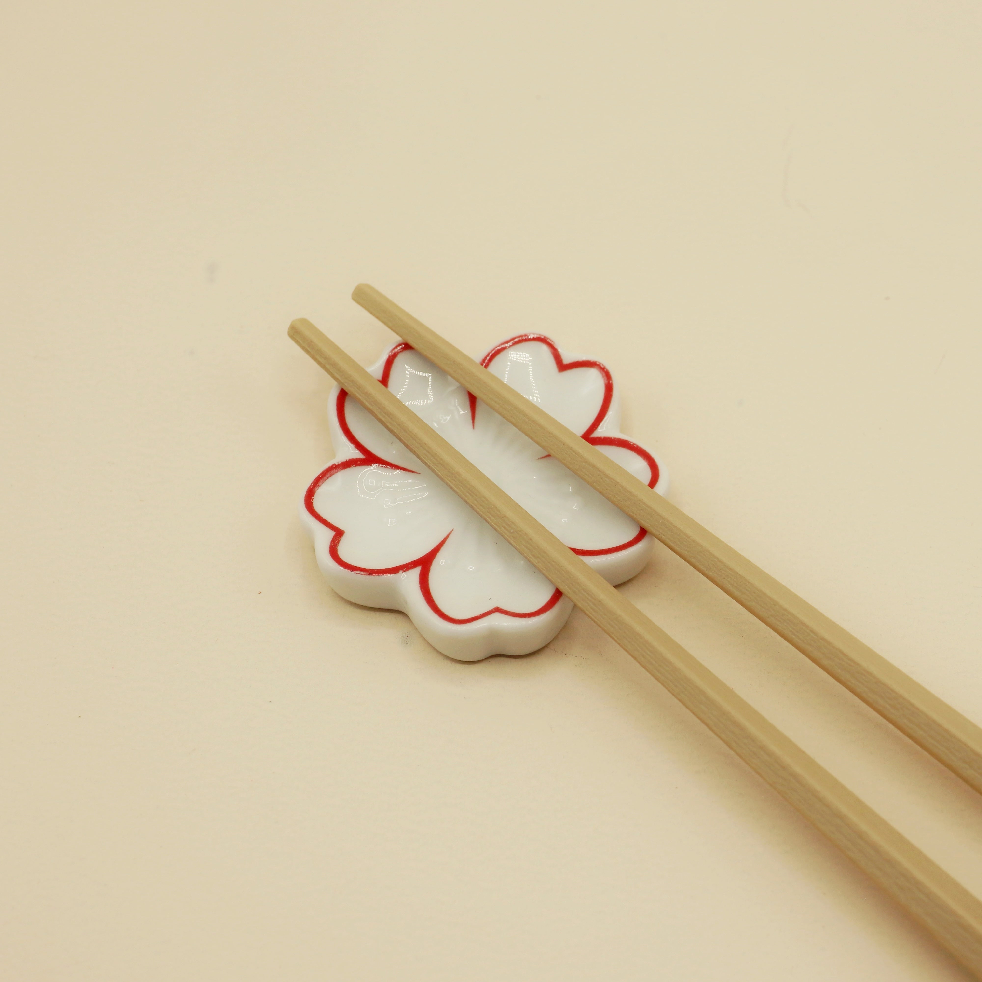 Chopstick holder - Sakura flower in white and red