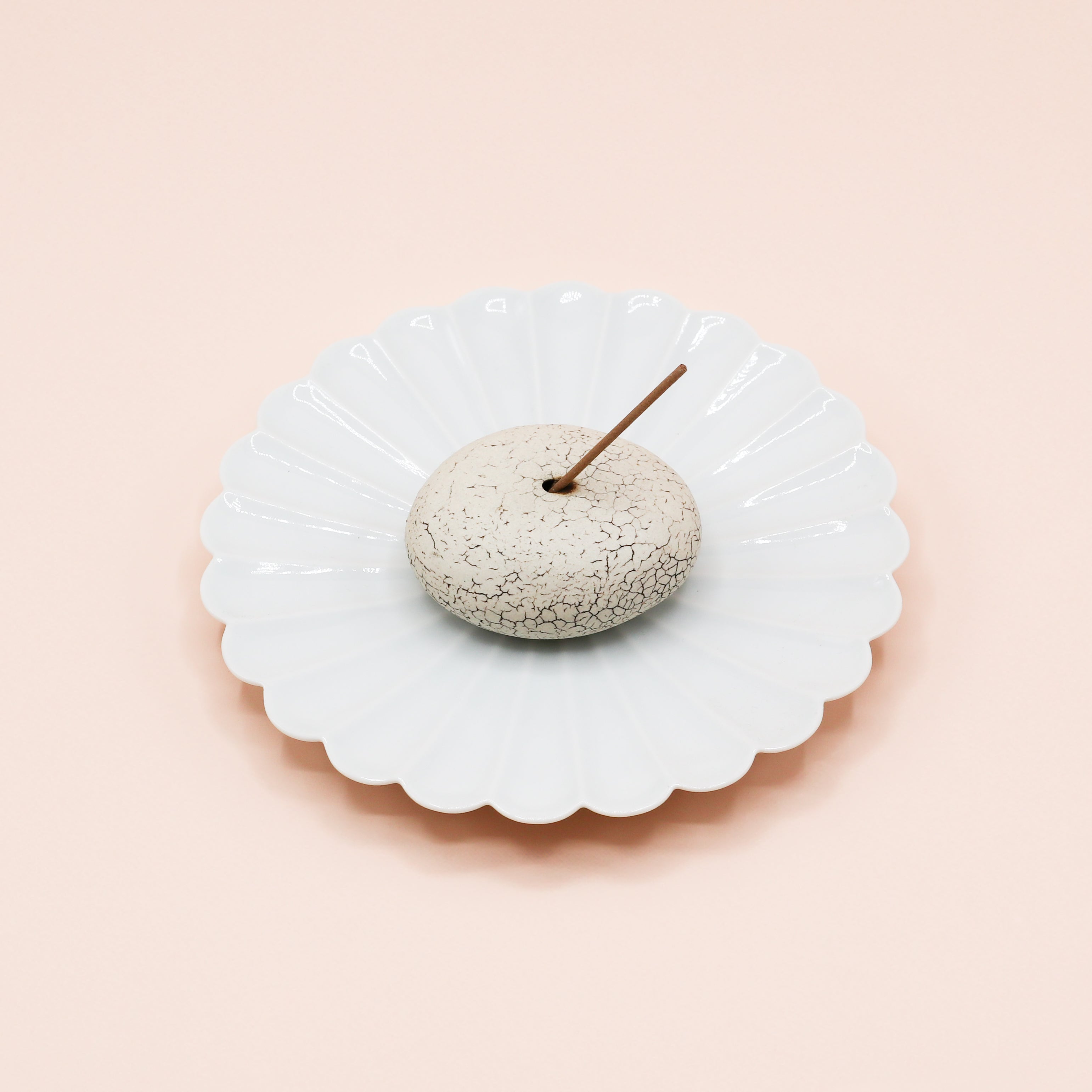 Lille hvidt blomsterfad