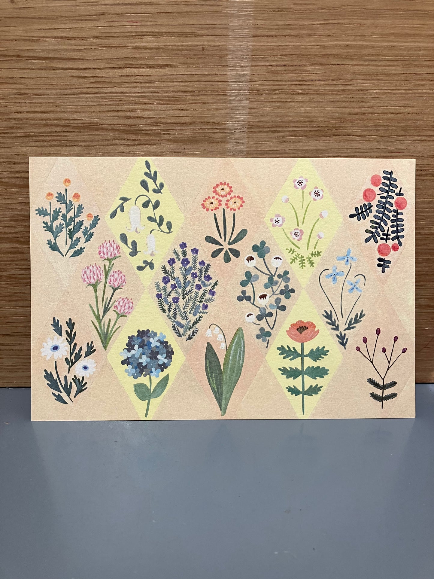Japansk kort med motiver af skovblomster