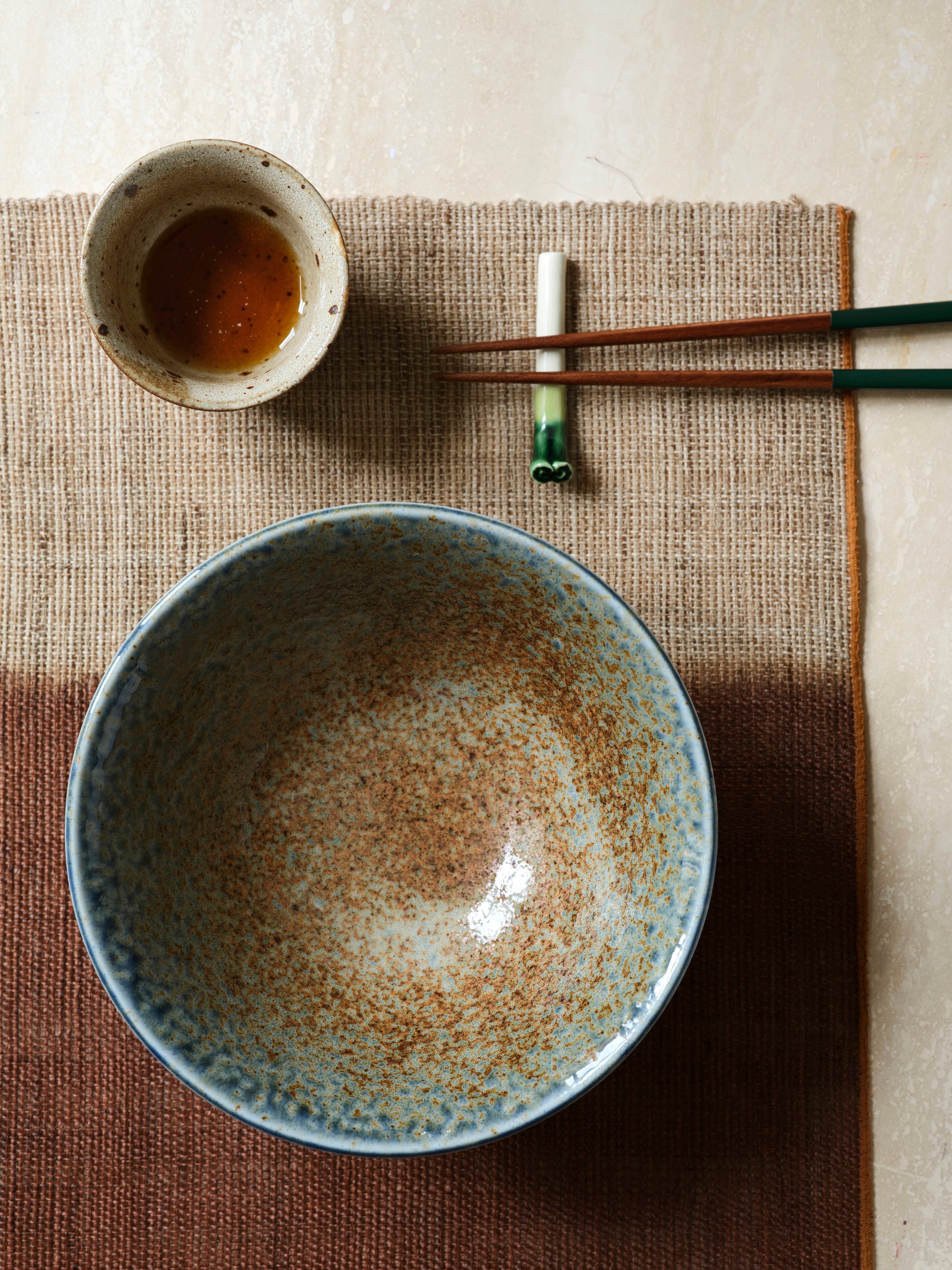 Ombre - Ramen bowl with brown and blue glaze Ø21.5