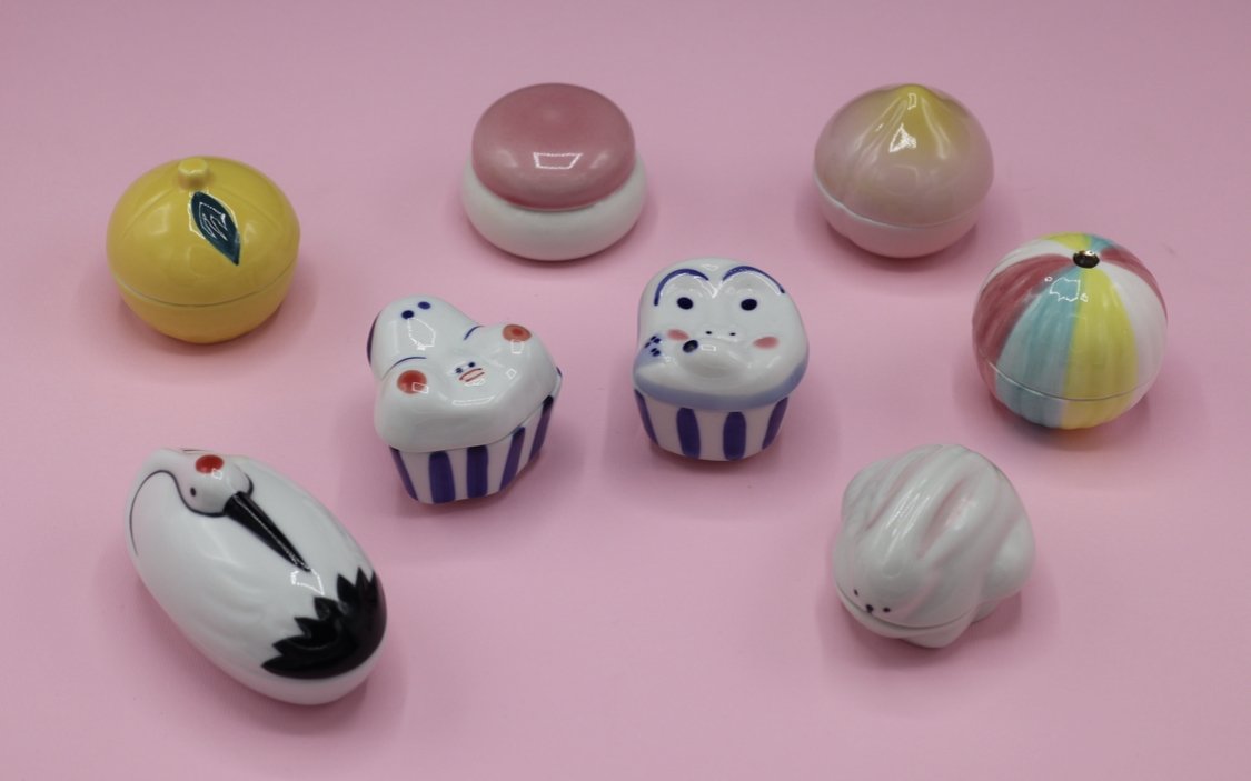 Lågkrukke i hvid og rosa - Sakura Copenhagen