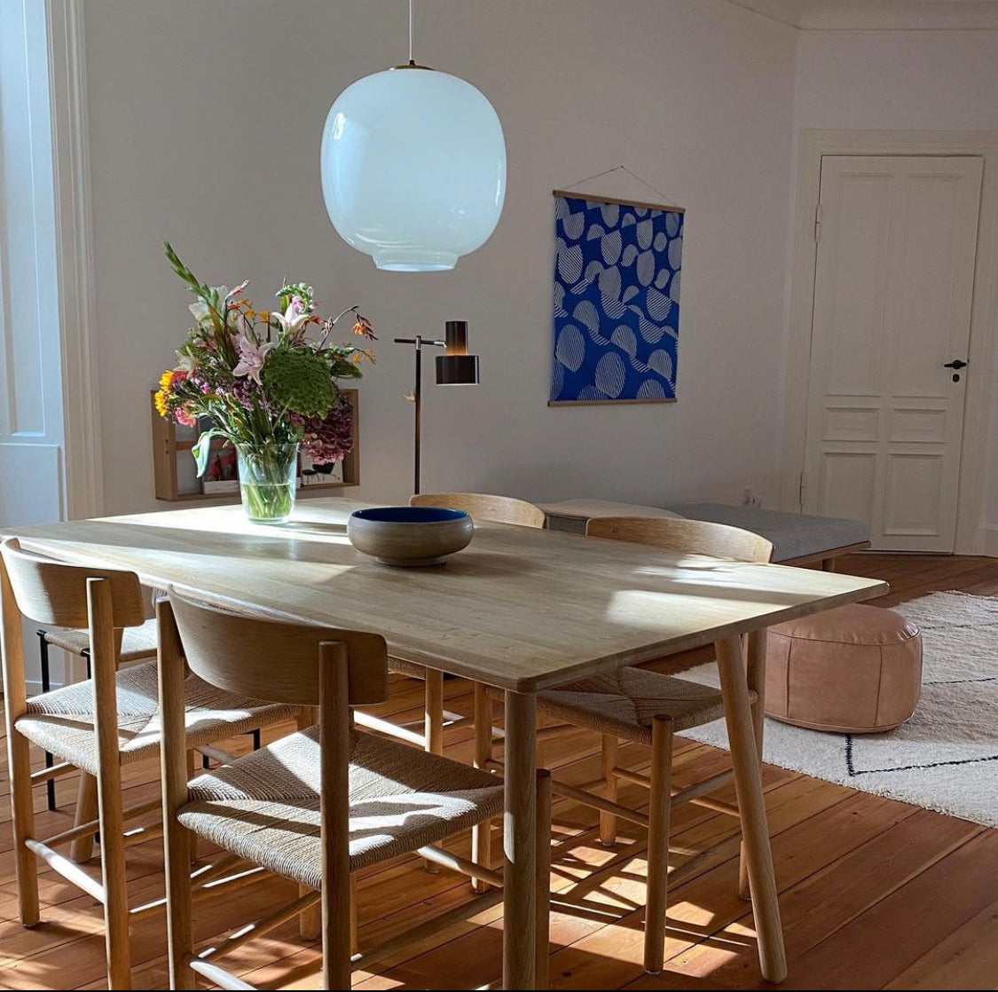 Furoshiki med blå striber og prikker - Sakura Copenhagen