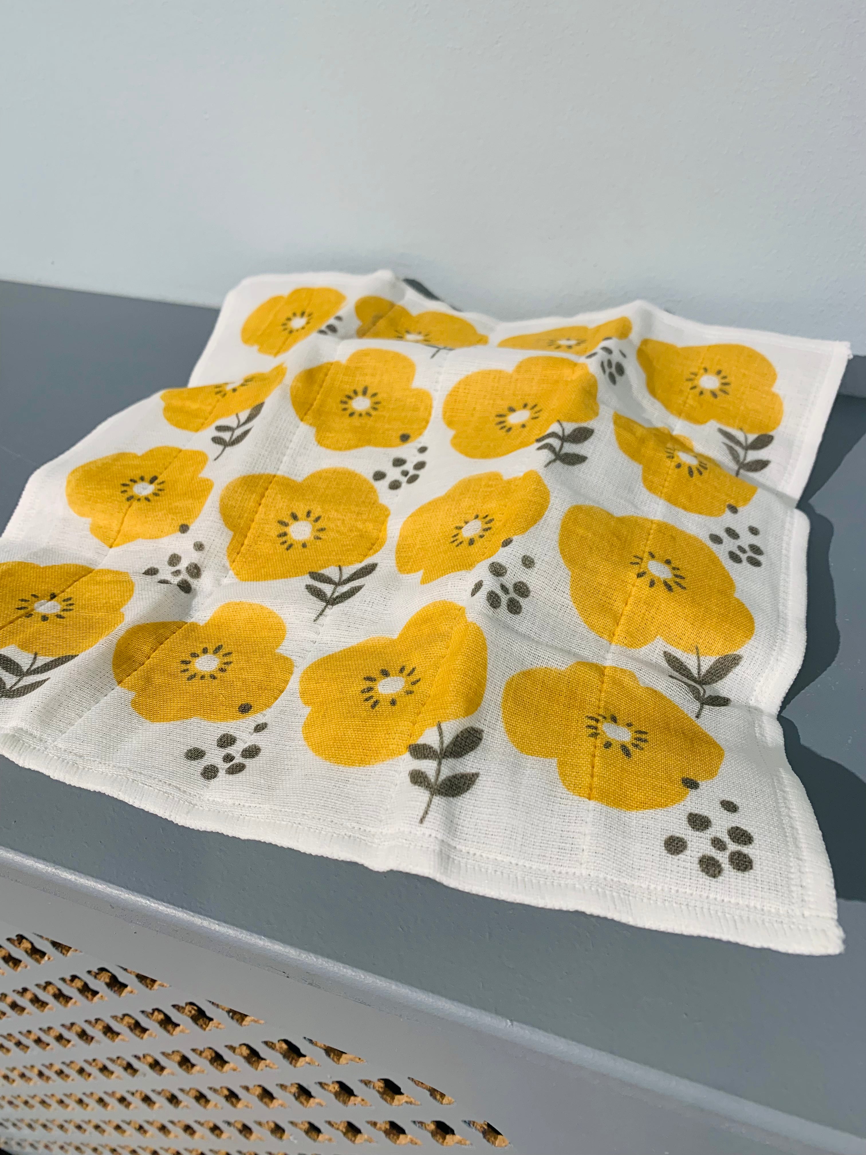 Japansk karklud med blomster, gul