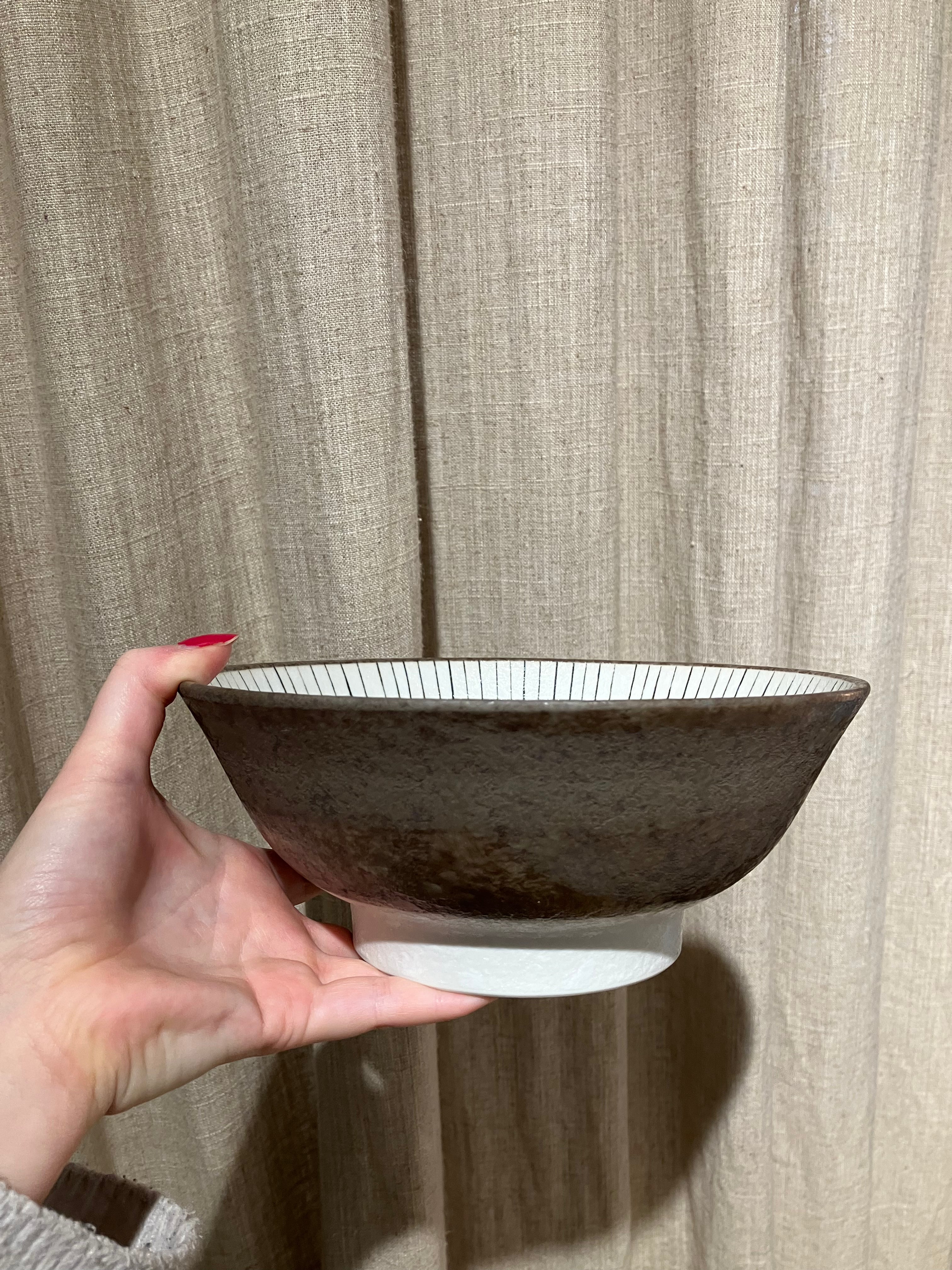 Ramen bowl grey/brown with stripes