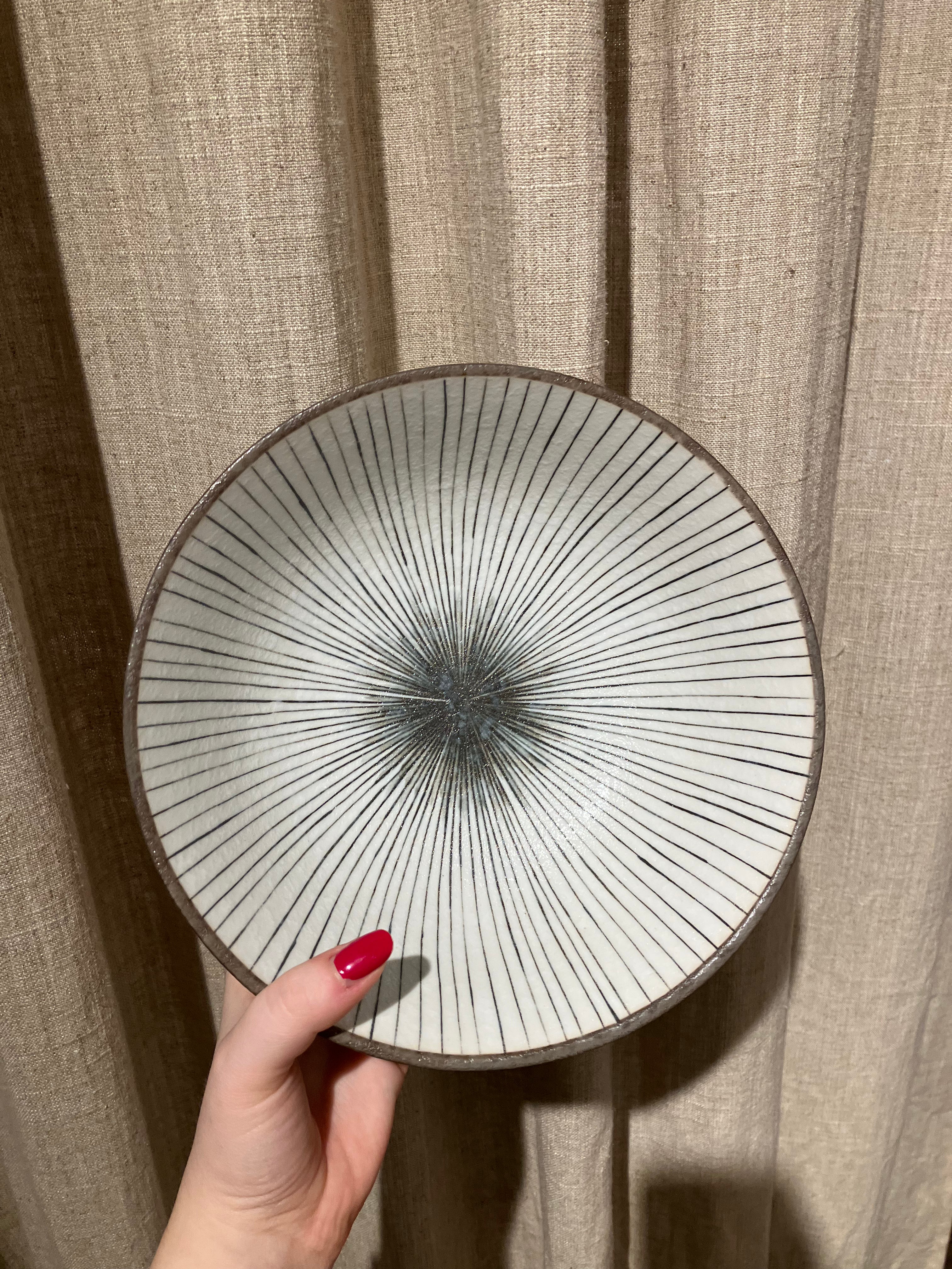 Ramen bowl grey/brown with stripes
