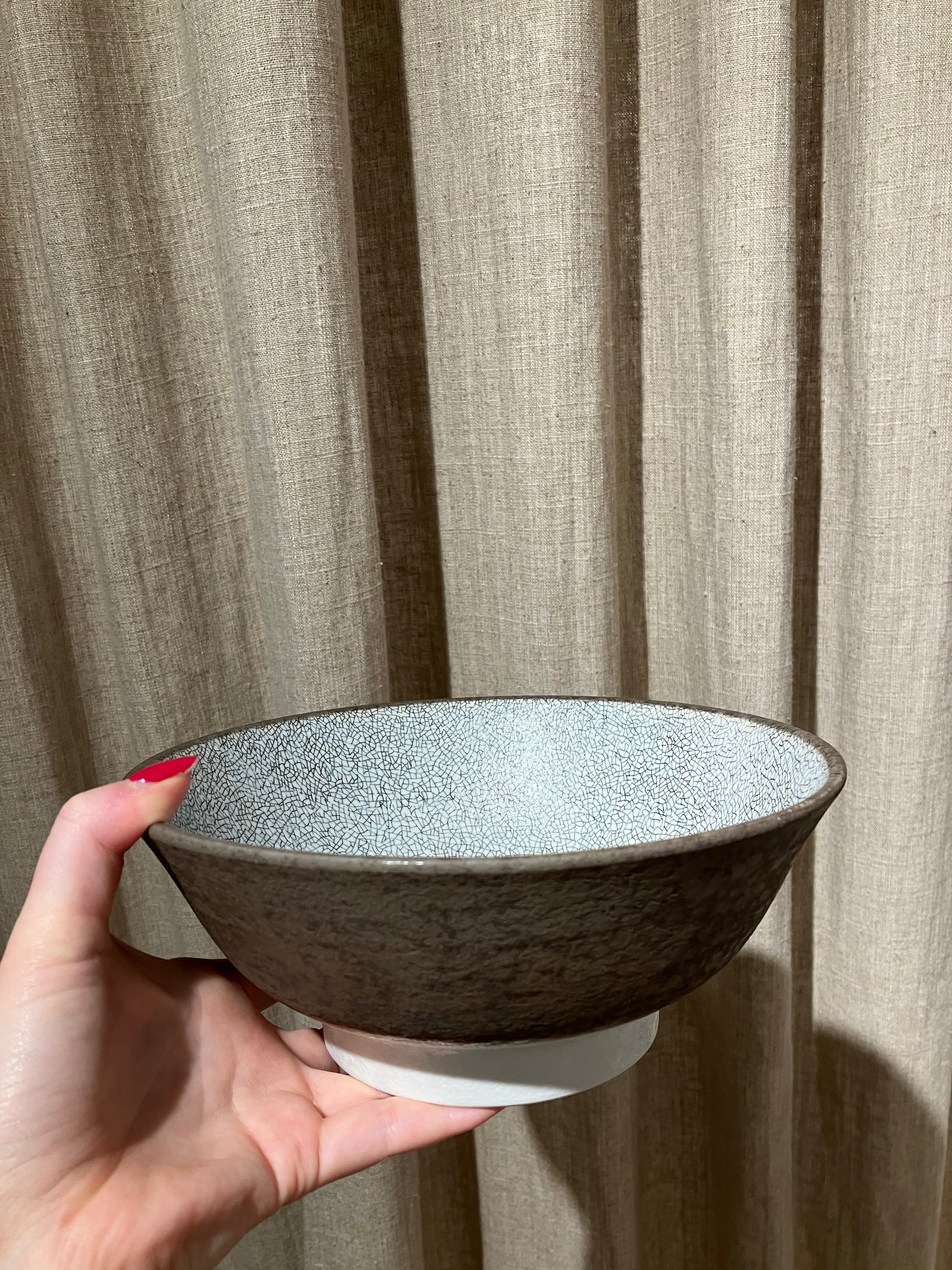 Ramenskål grå/brun med krakeleret mønster