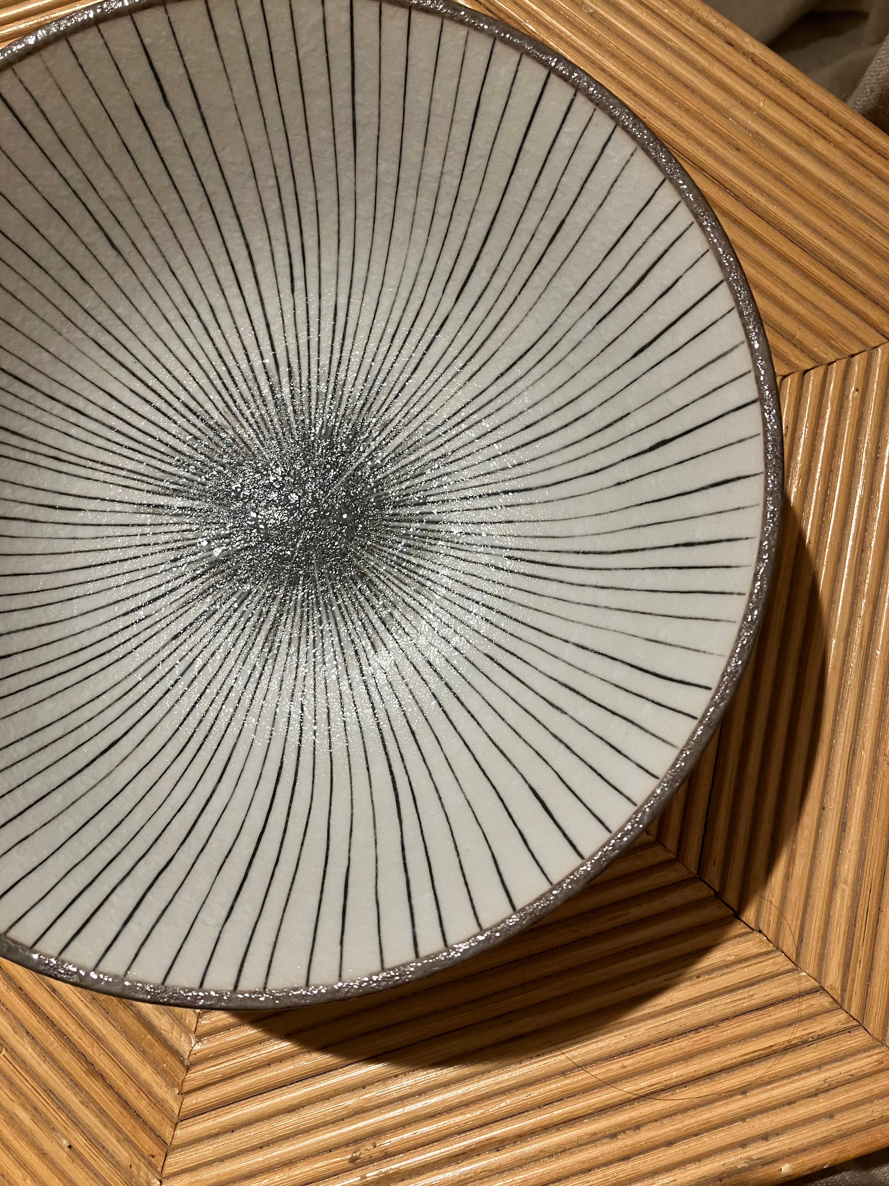 Ramen bowl grey/brown with stripes