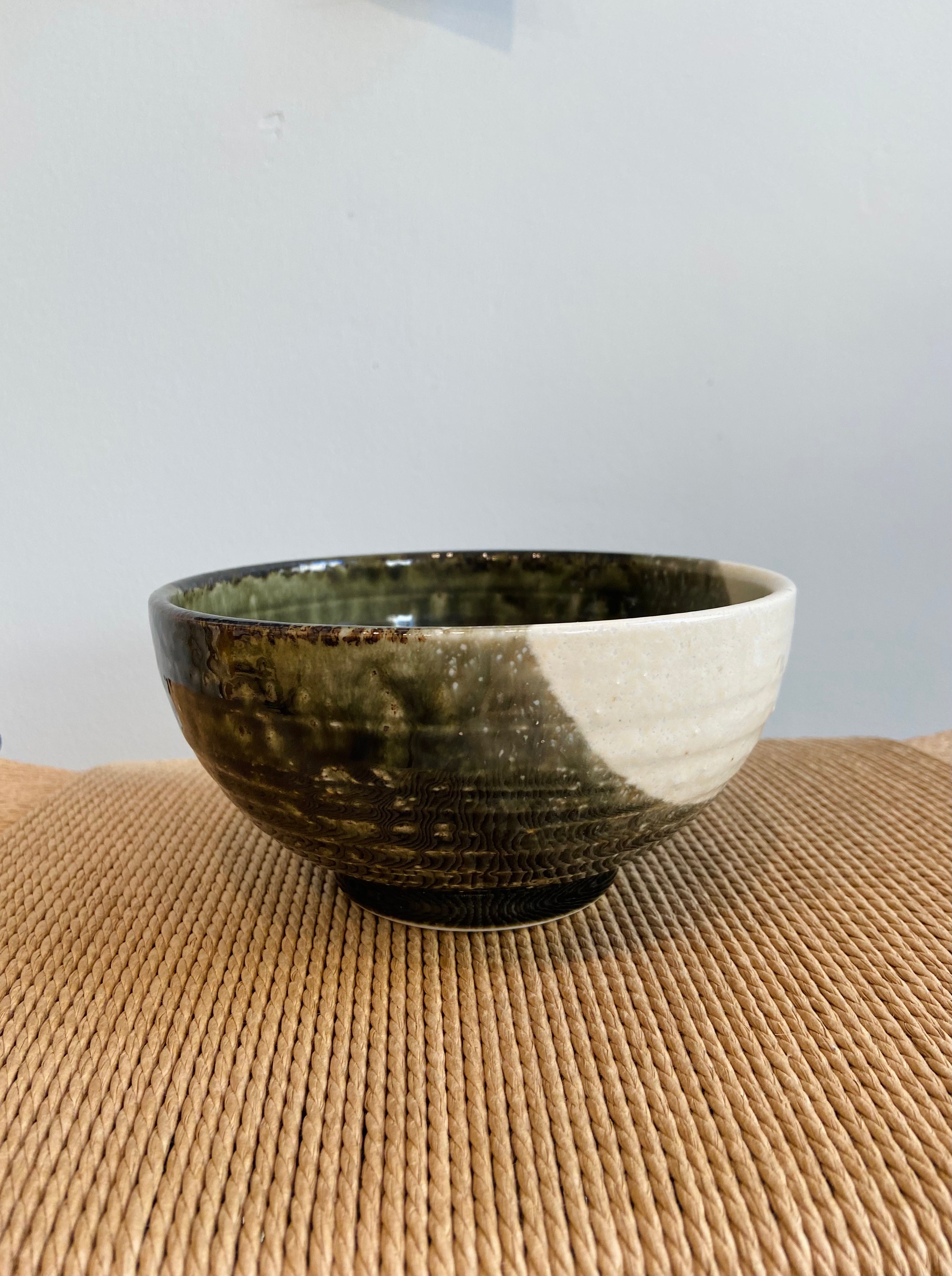Japanese noodle bowl with white semicircle