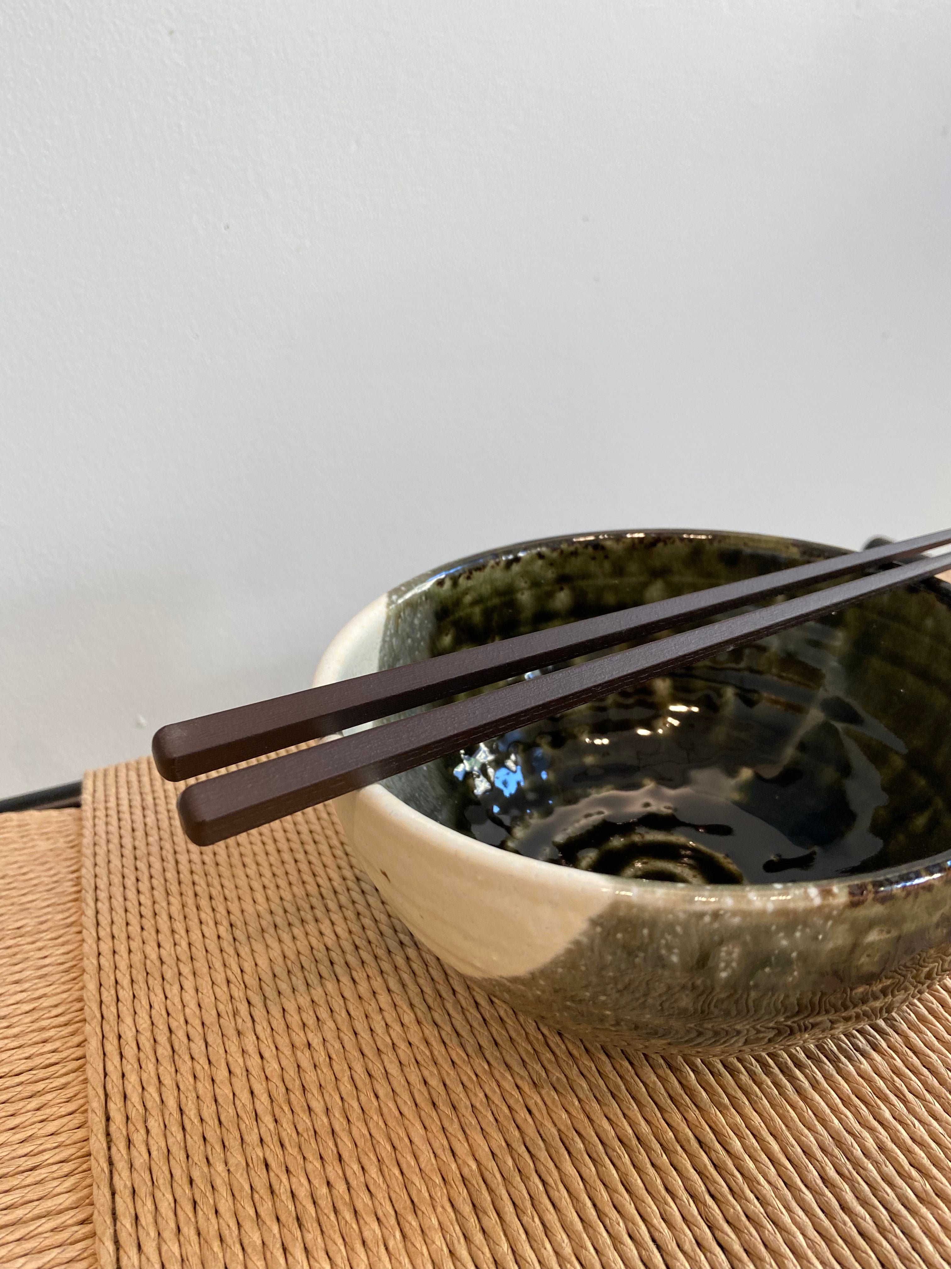 Japanese noodle bowl with white semicircle