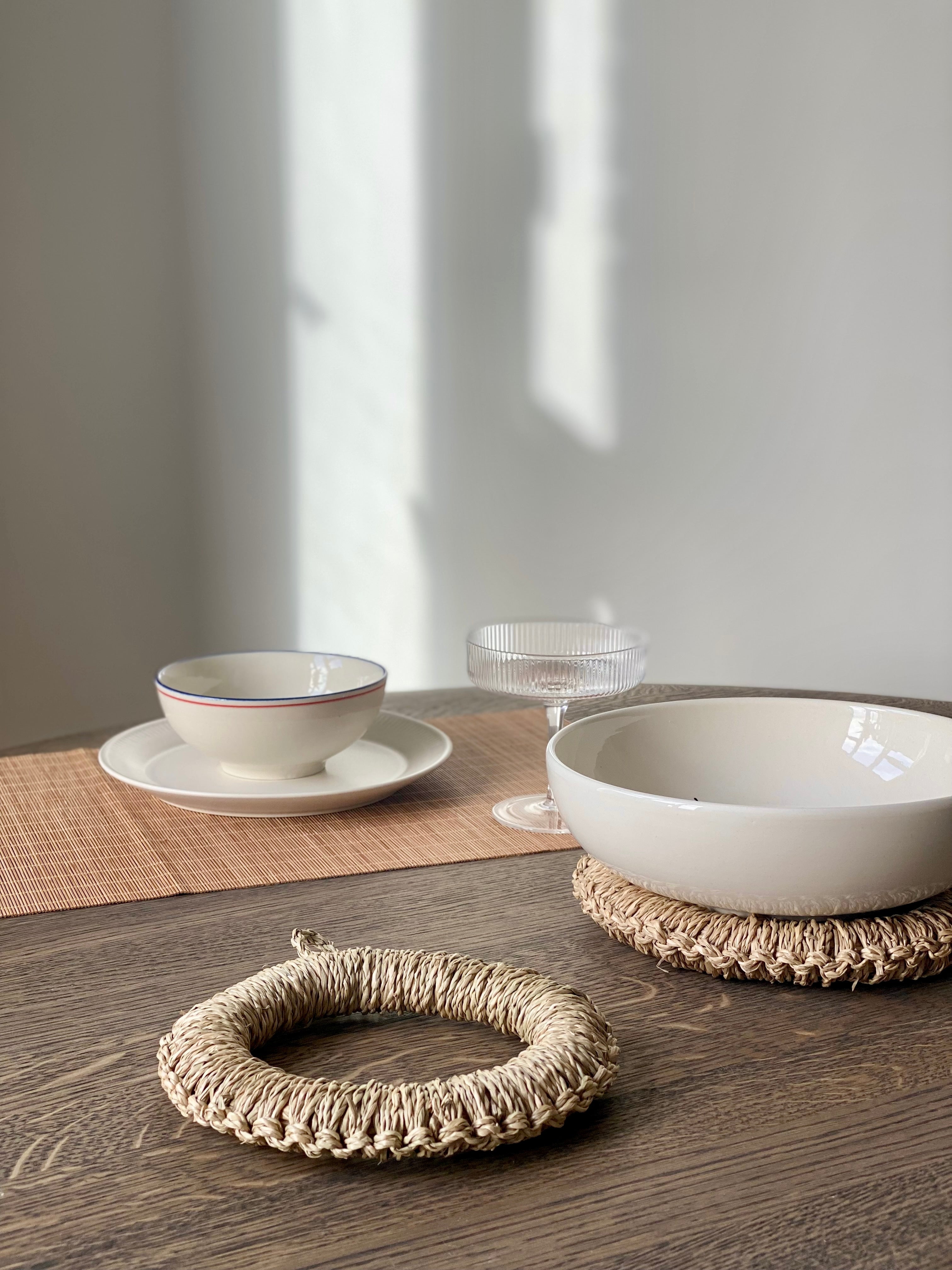Hand-braided straw placemats