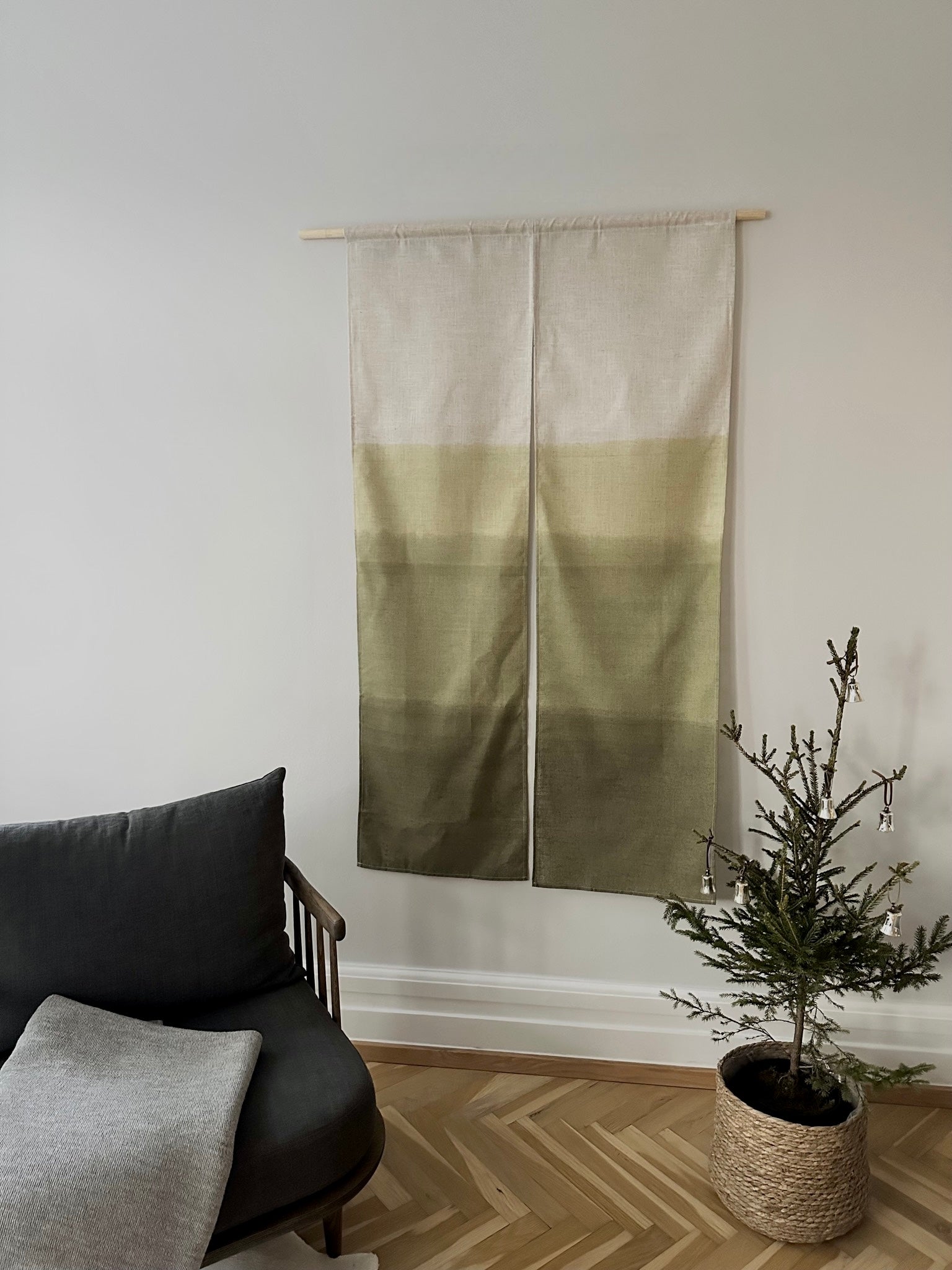 Japanese tapestry with green stripes