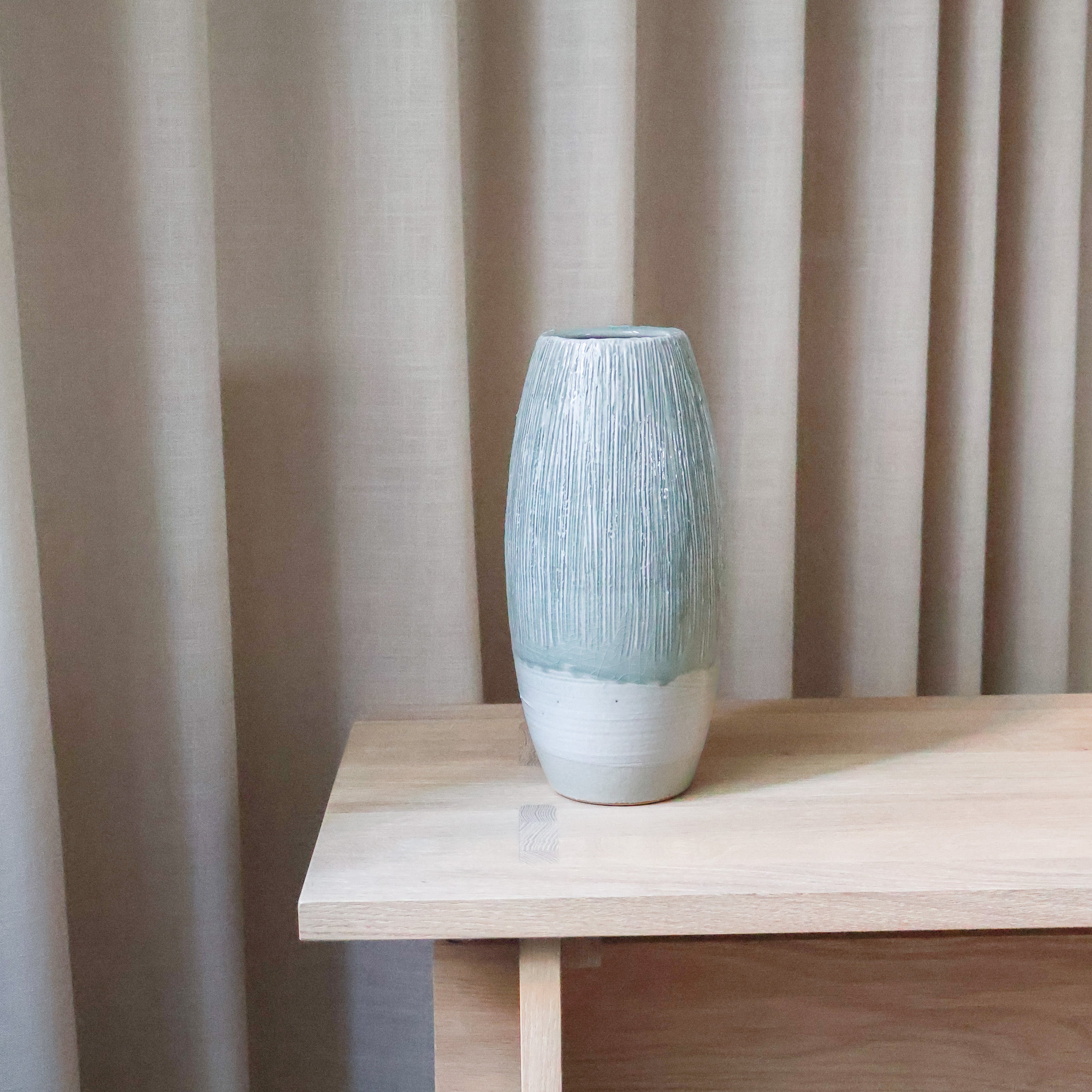 Vase - Stor mintgrøn med striber