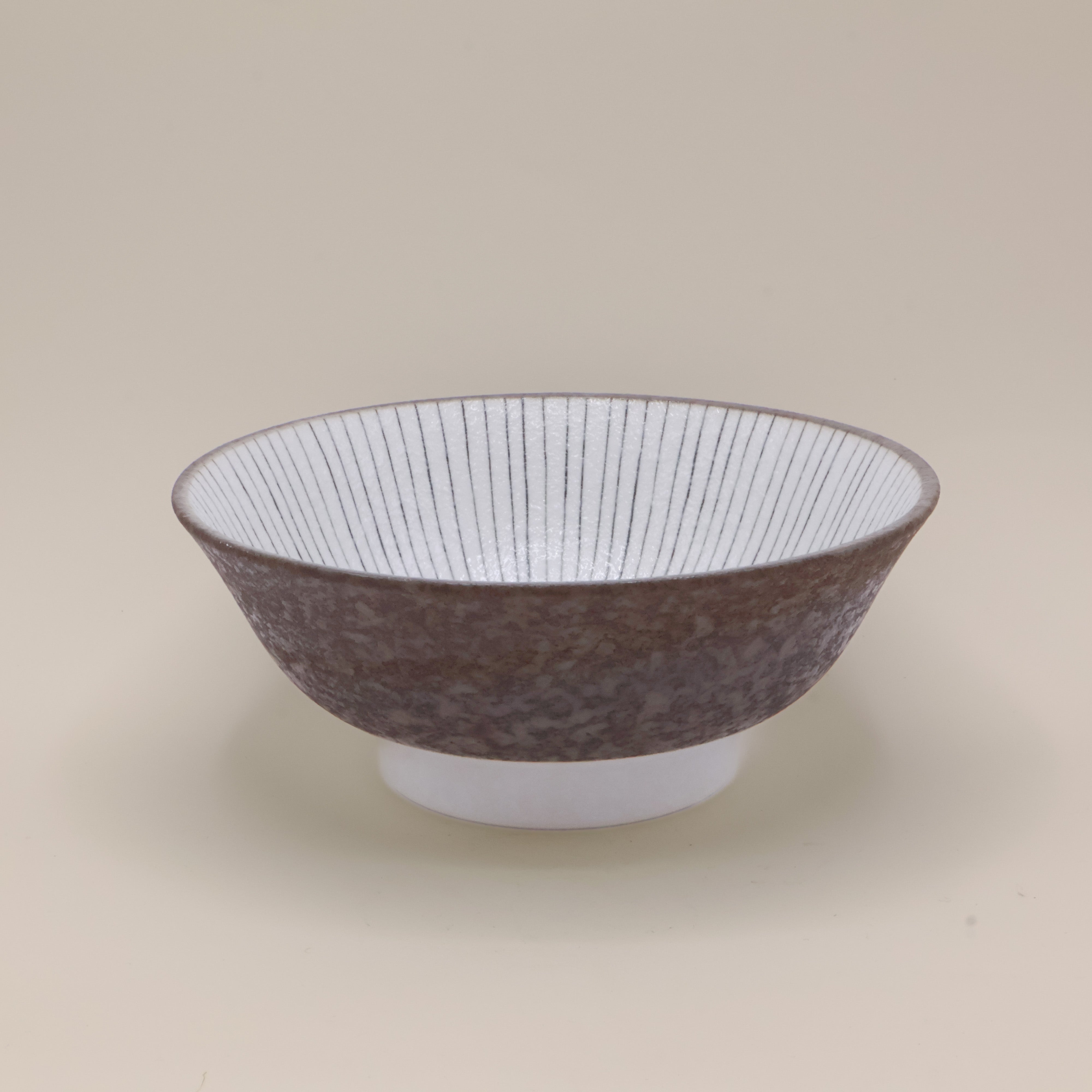 Ramen bowl grey/brown with stripes