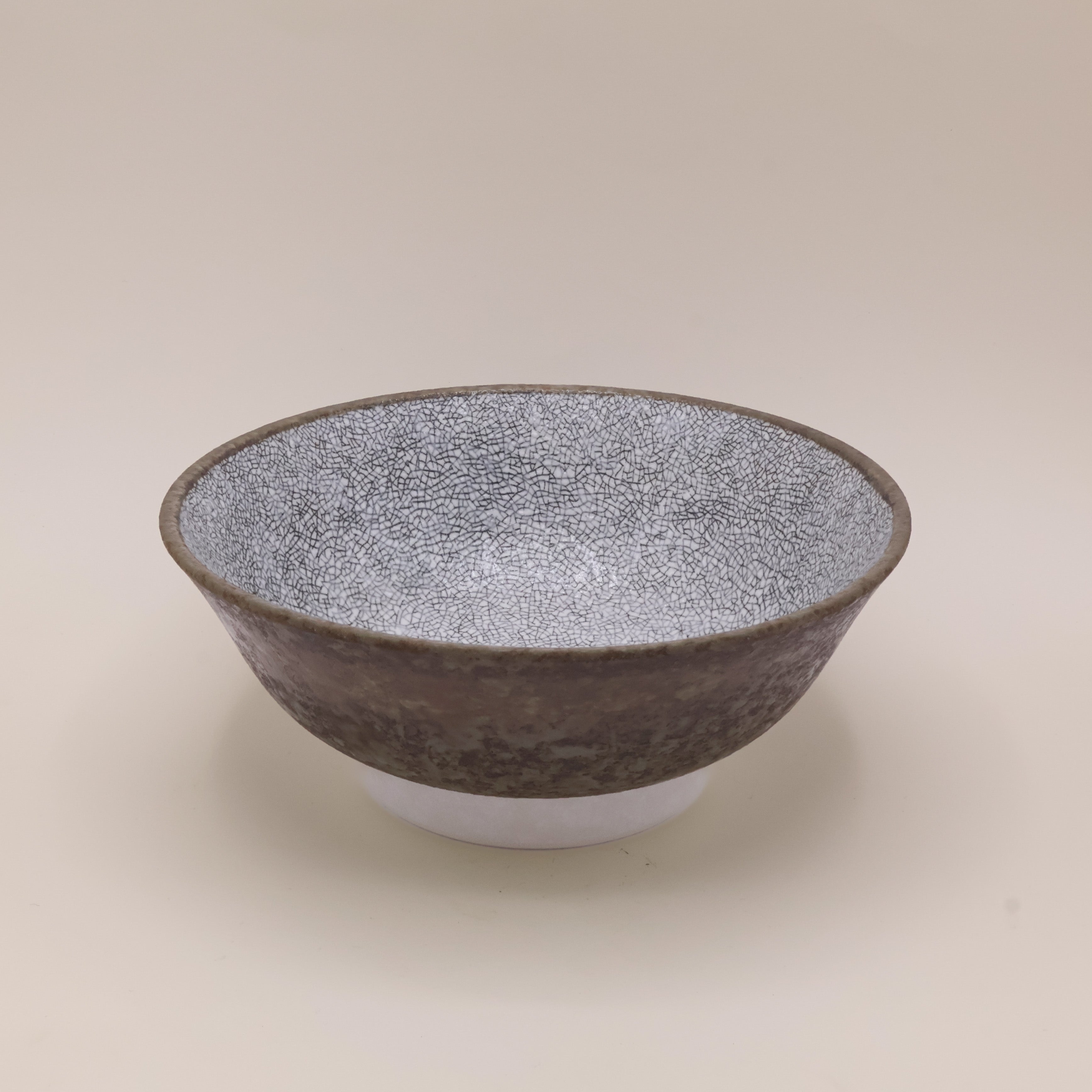 Ramenskål grå/brun med krakeleret mønster