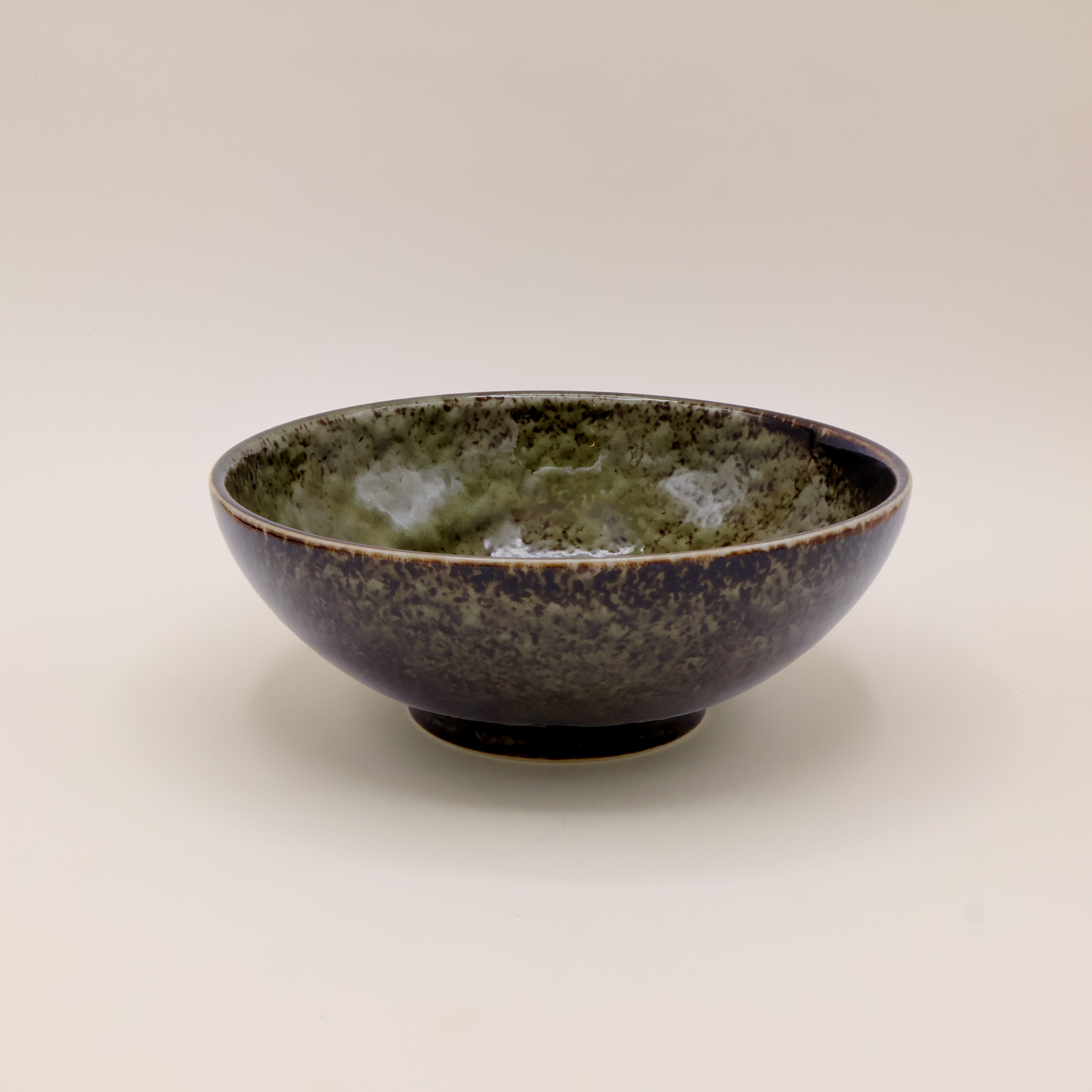 Large ramen bowl with green glaze