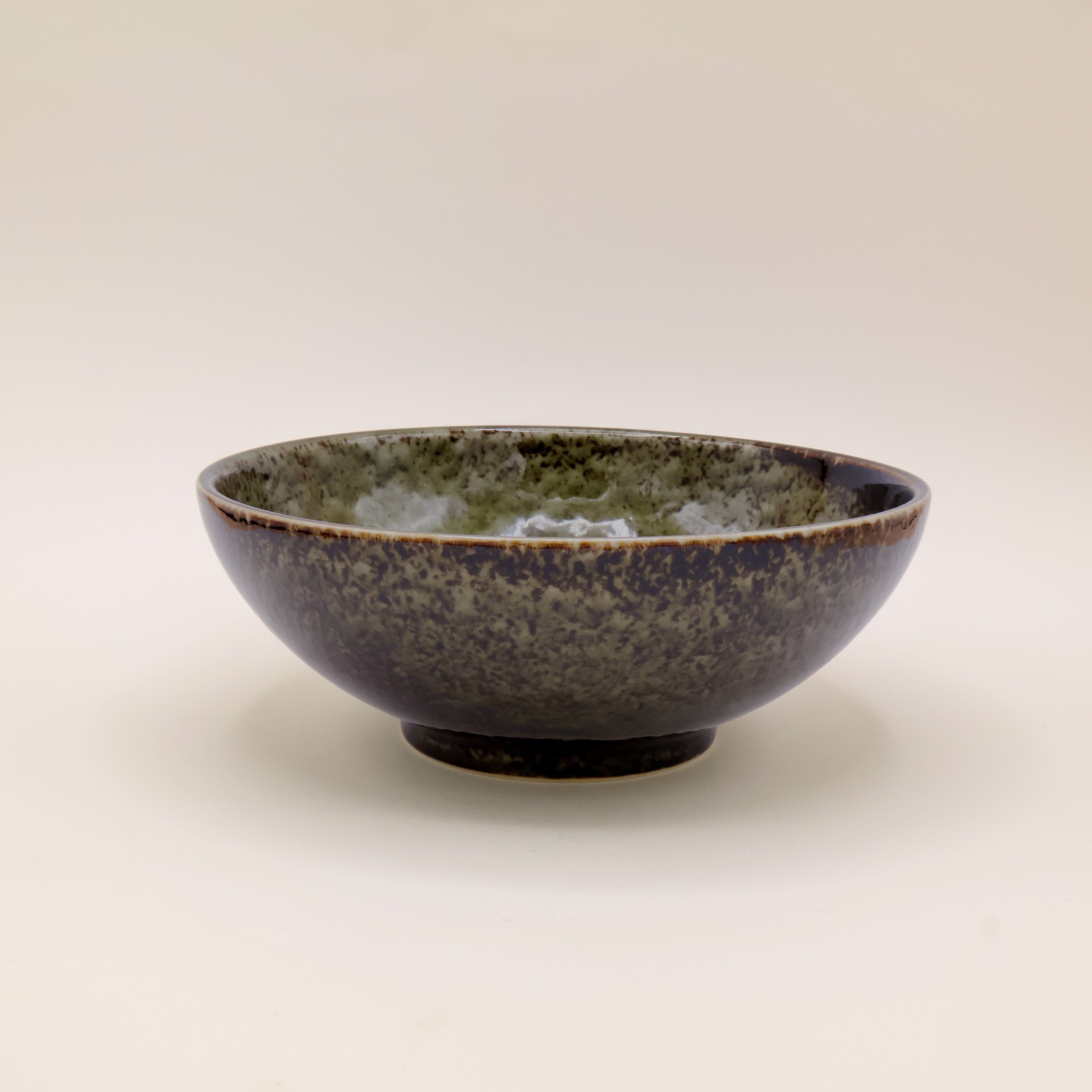 Large ramen bowl with green glaze