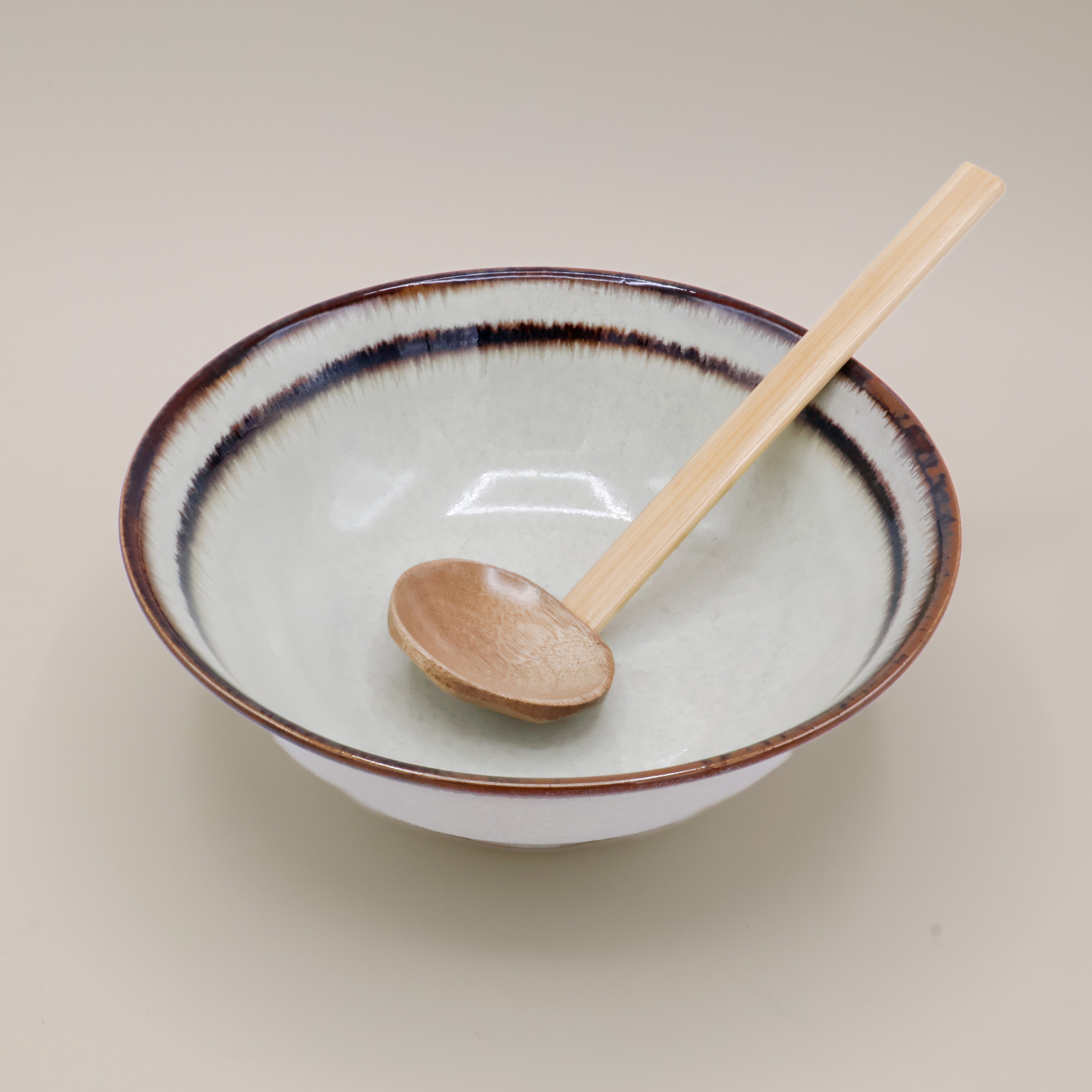 Brun stribe - Stor ramenskål Ø21